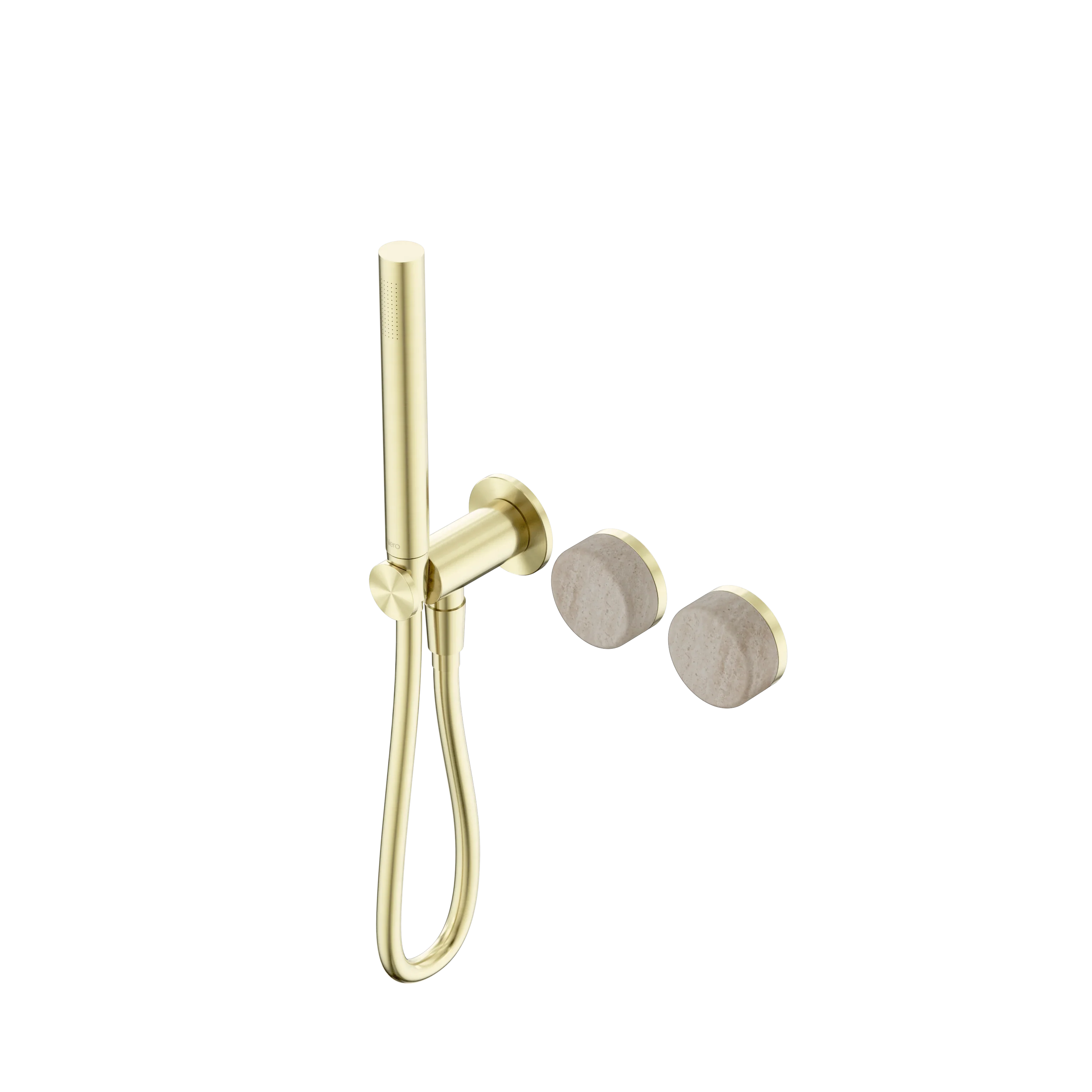 Nero Serenity Progressive Shower System With Rome Travertine Handle And Slim Shower