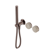 Nero Serenity Progressive Shower System With Rome Travertine Handle And Slim Shower, Brushed Bronze