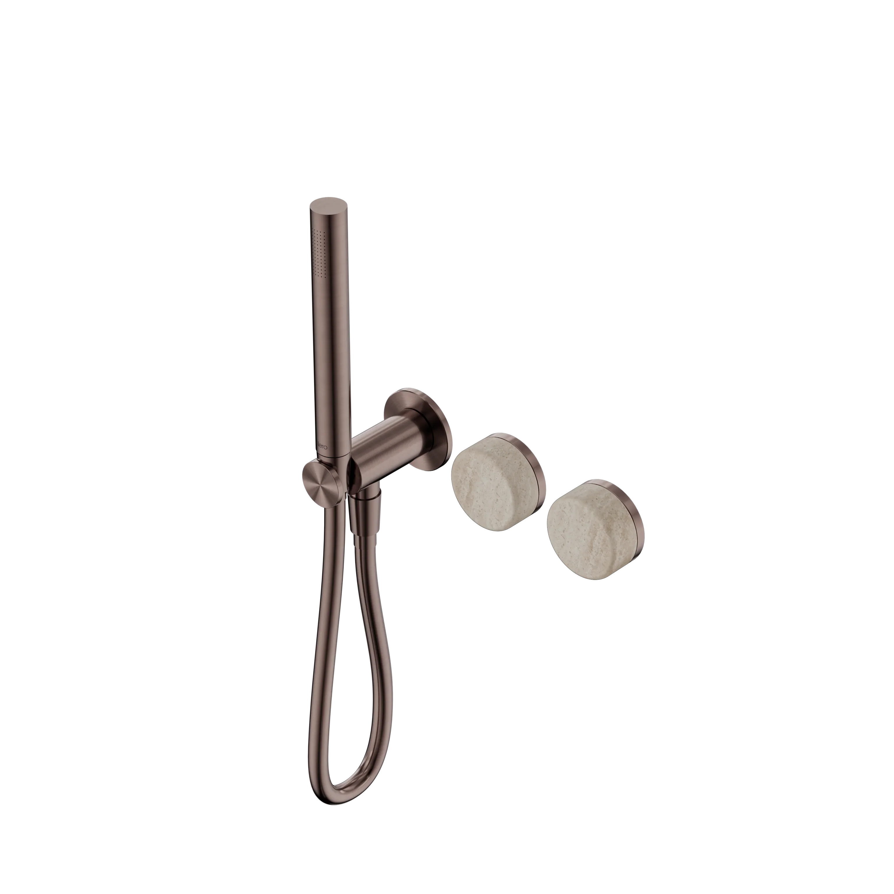 Nero Serenity Progressive Shower System With Rome Travertine Handle And Slim Shower