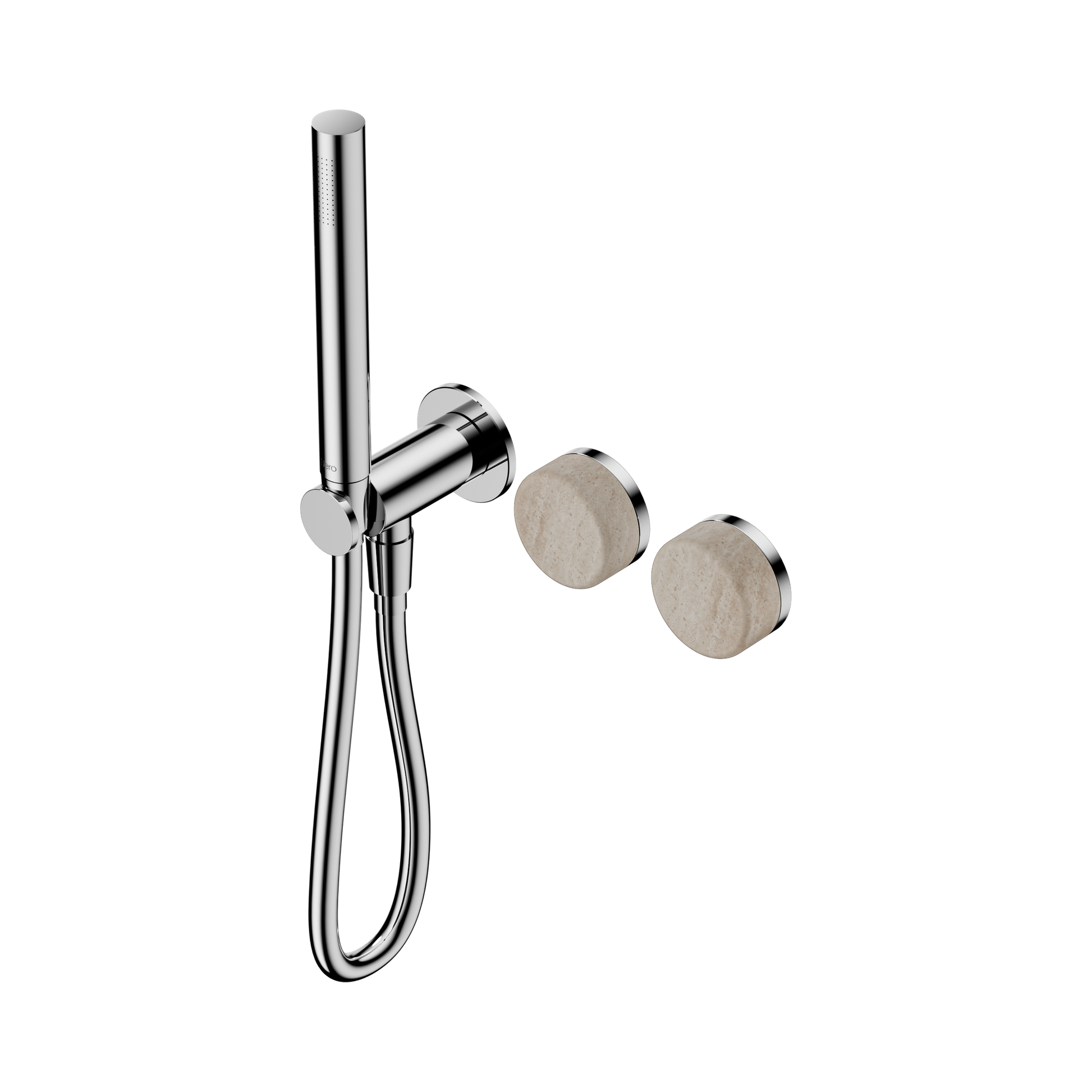 Nero Serenity Progressive Shower System With Rome Travertine Handle And Slim Shower, Chrome