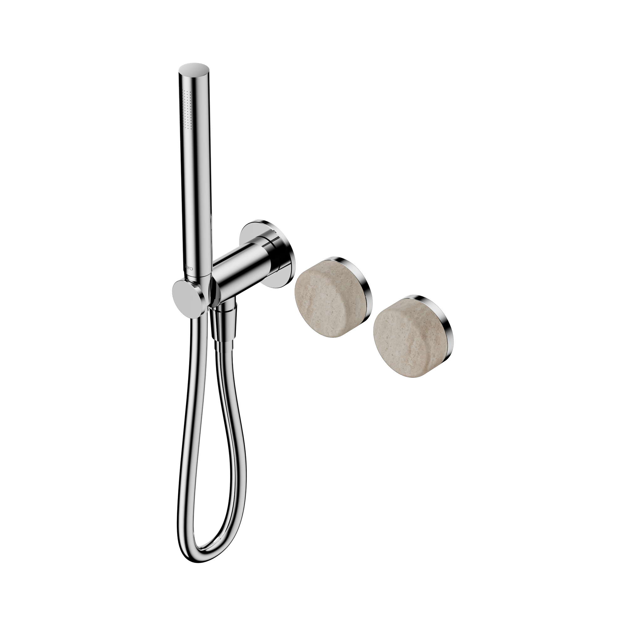 Nero Serenity Progressive Shower System With Rome Travertine Handle And Slim Shower, Chrome