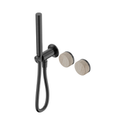 Nero Serenity Progressive Shower System With Rome Travertine Handle And Slim Shower, Gun Metal
