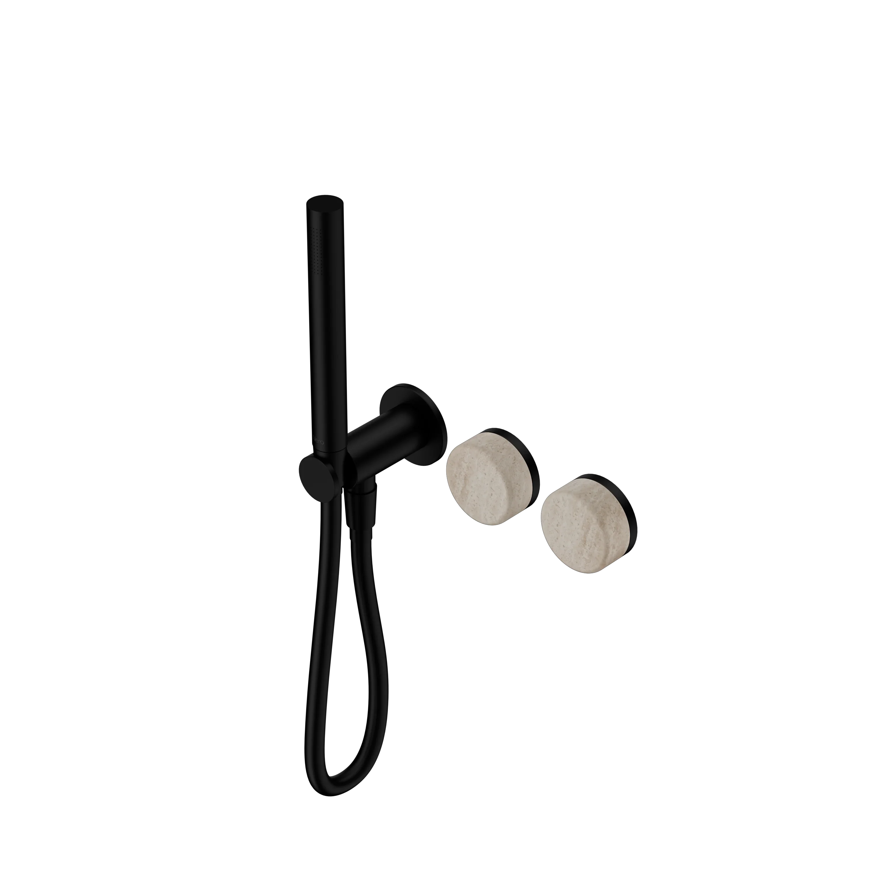 Nero Serenity Progressive Shower System With Rome Travertine Handle And Slim Shower