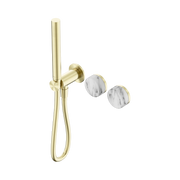 Nero Serenity Progressive Shower System With Arabescato Corchia Handle And Slim Shower, Brushed Gold
