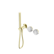 Nero Serenity Progressive Shower System With Arabescato Corchia Handle And Slim Shower