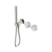 Nero Serenity Progressive Shower System With Arabescato Corchia Handle And Slim Shower, Brushed Nickel