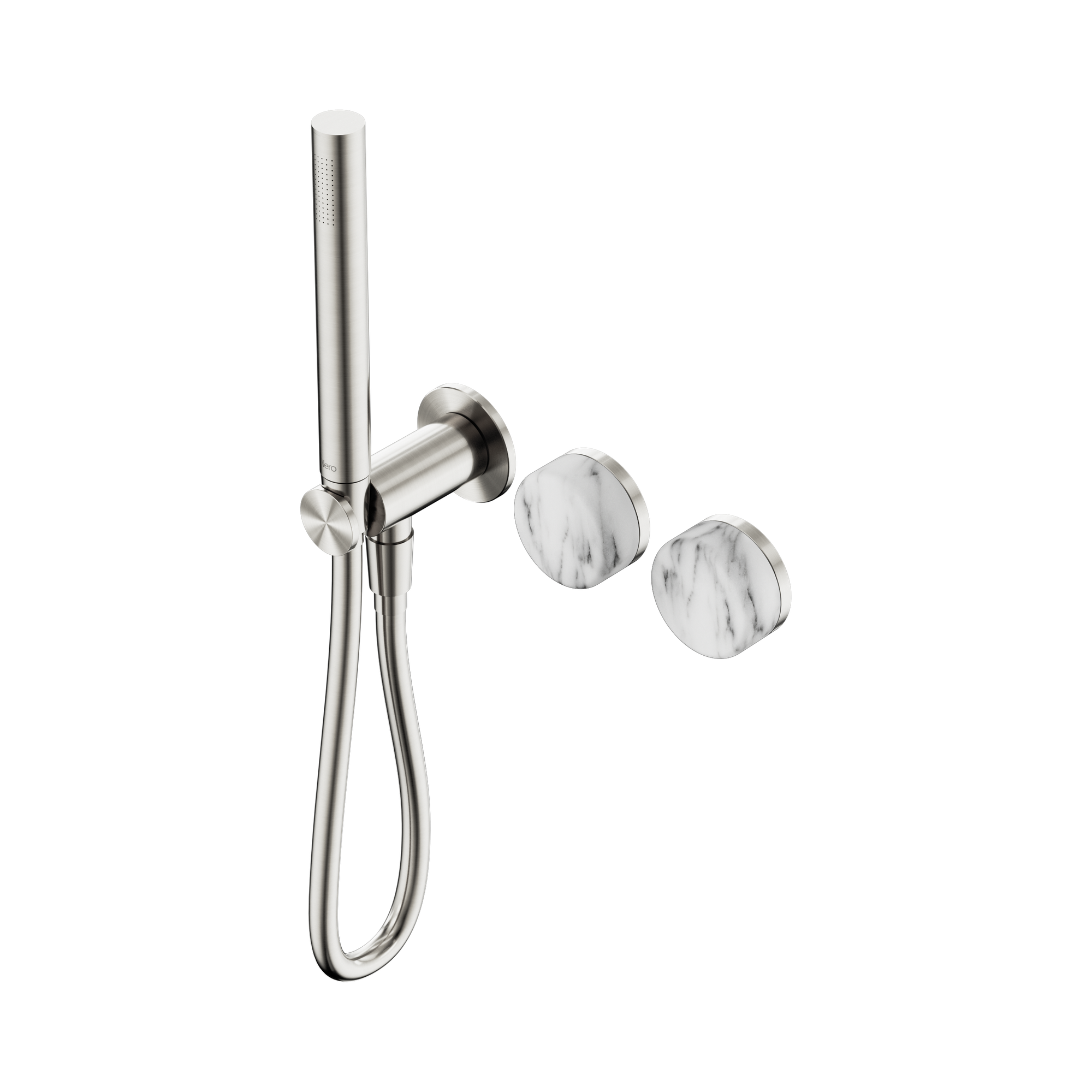 Nero Serenity Progressive Shower System With Arabescato Corchia Handle And Slim Shower, Brushed Nickel