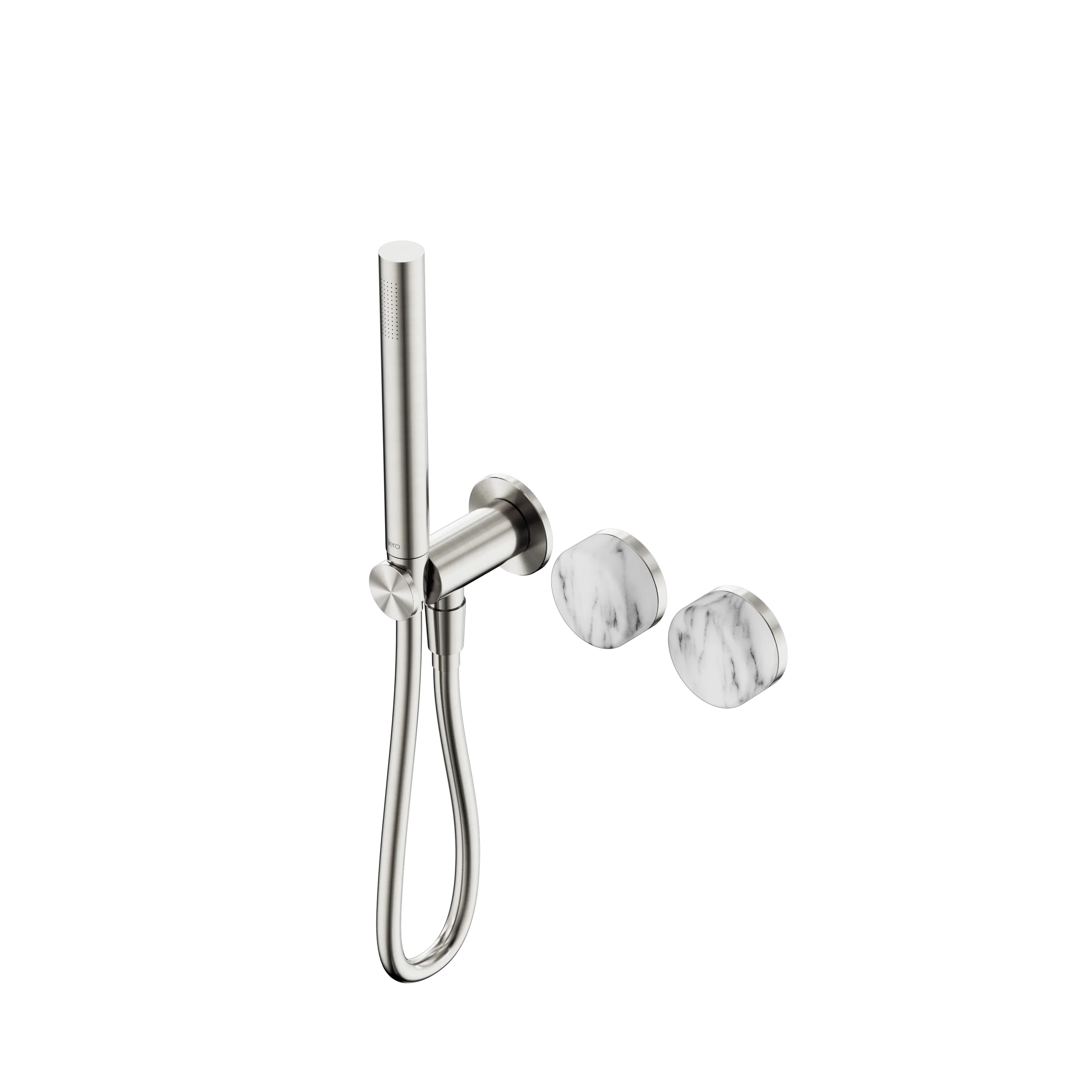 Nero Serenity Progressive Shower System With Arabescato Corchia Handle And Slim Shower