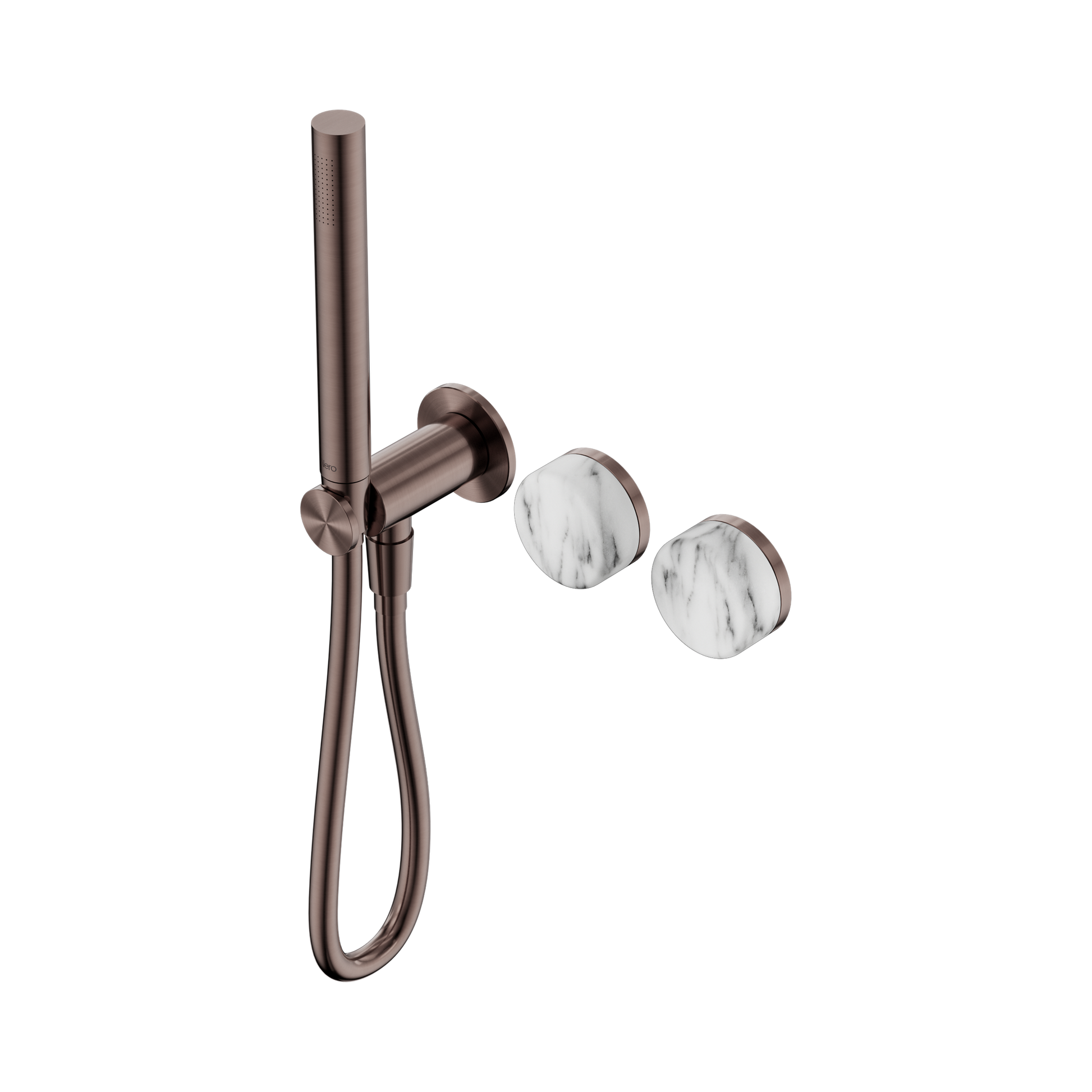 Nero Serenity Progressive Shower System With Arabescato Corchia Handle And Slim Shower, Brushed Bronze