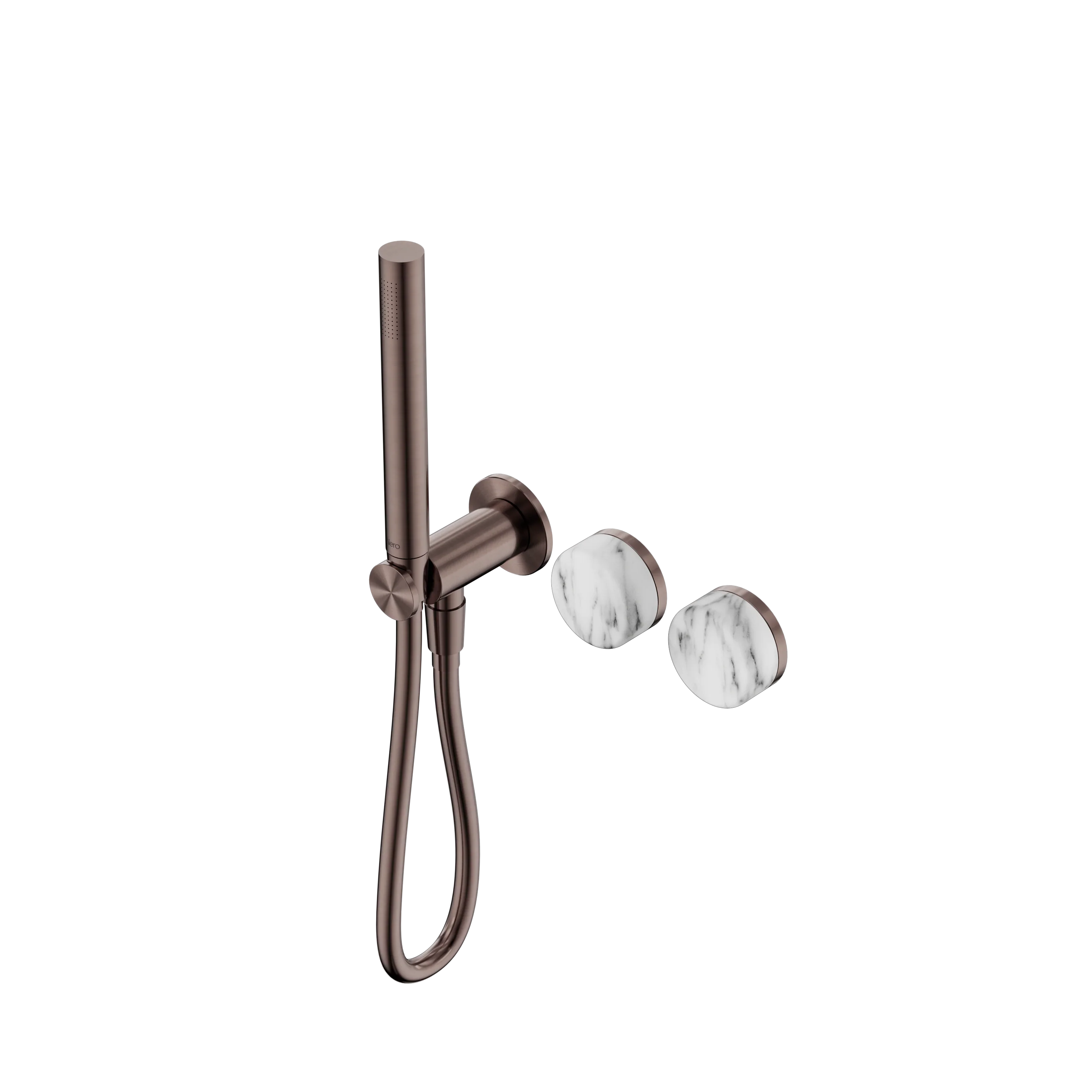 Nero Serenity Progressive Shower System With Arabescato Corchia Handle And Slim Shower