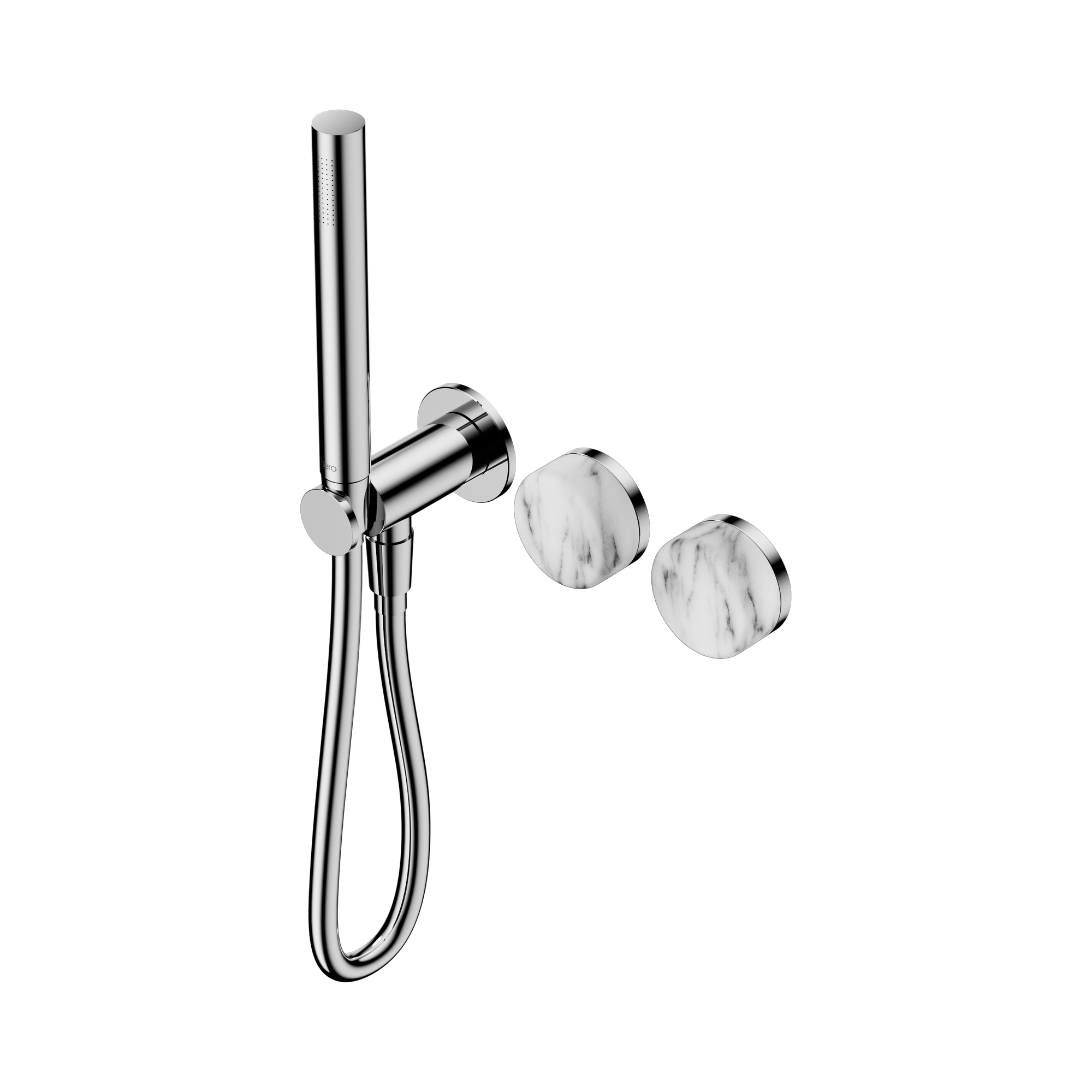 Nero Serenity Progressive Shower System With Arabescato Corchia Handle And Slim Shower, Chrome