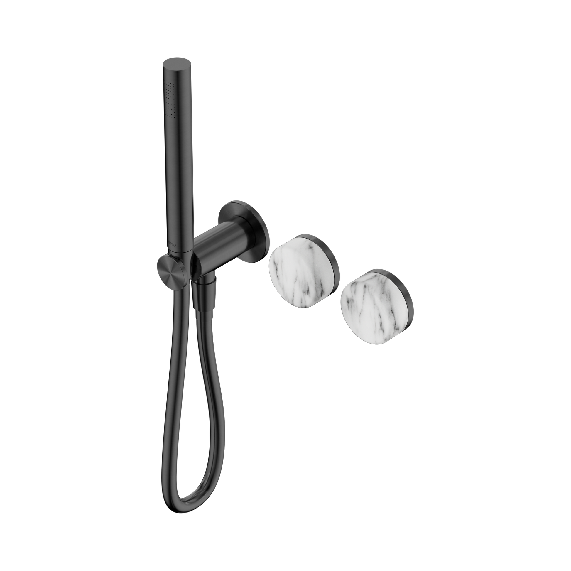 Nero Serenity Progressive Shower System With Arabescato Corchia Handle And Slim Shower, Gun Metal