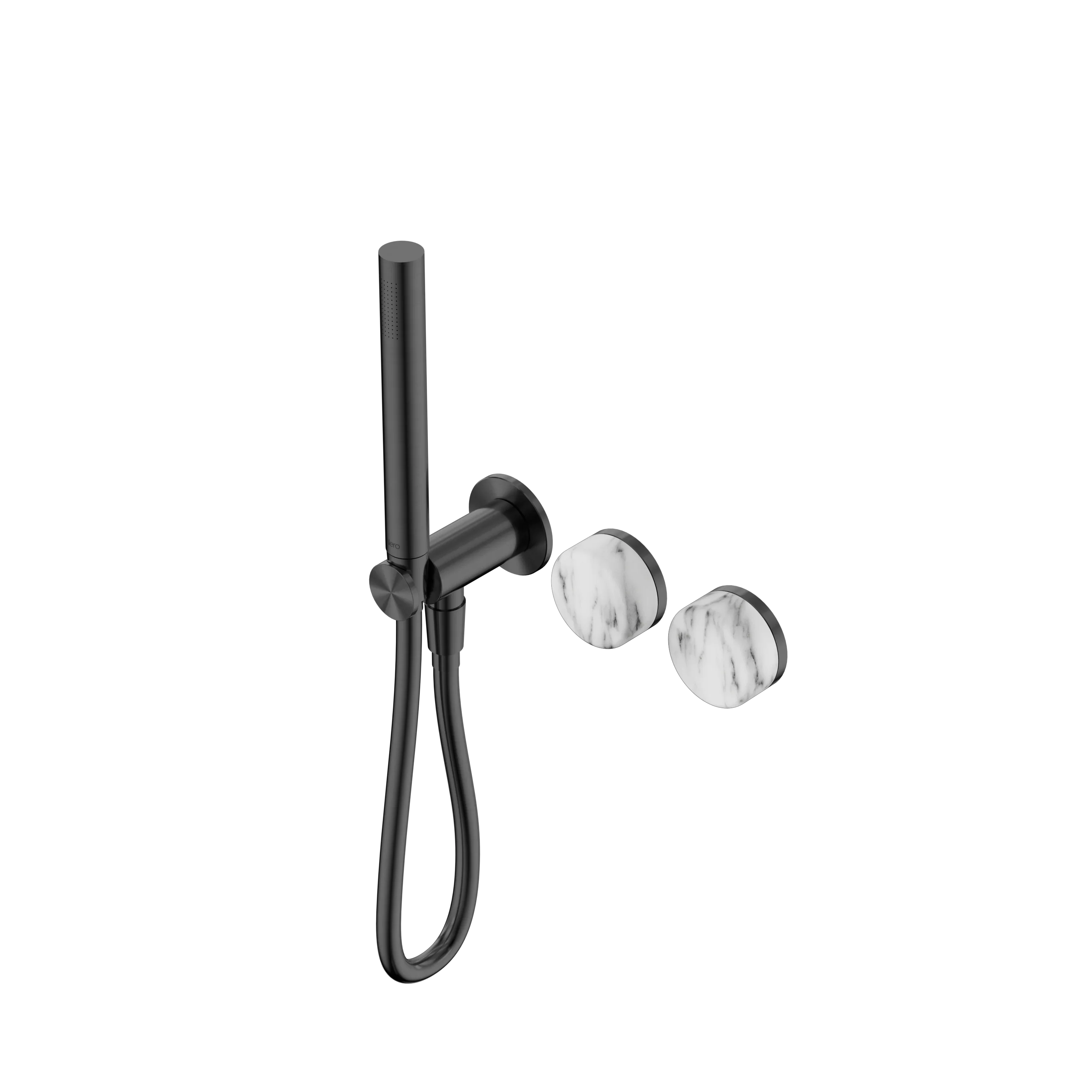 Nero Serenity Progressive Shower System With Arabescato Corchia Handle And Slim Shower