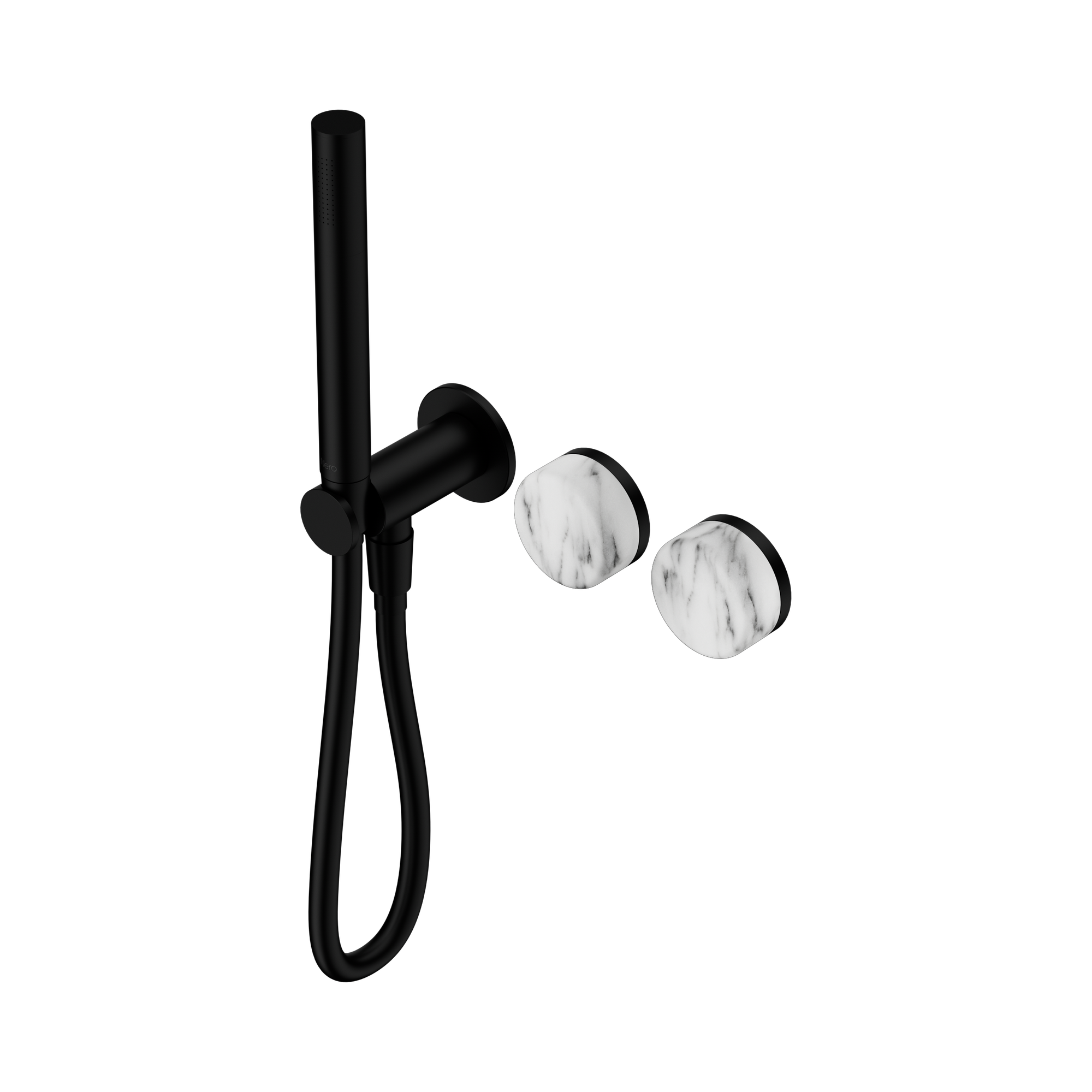 Nero Serenity Progressive Shower System With Arabescato Corchia Handle And Slim Shower, Matte Black