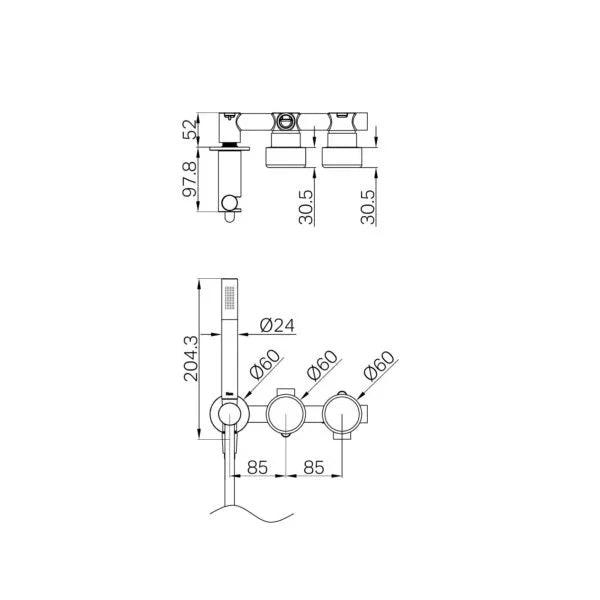 Nero Serenity Progressive Shower System With Metal Handle And Slim Shower