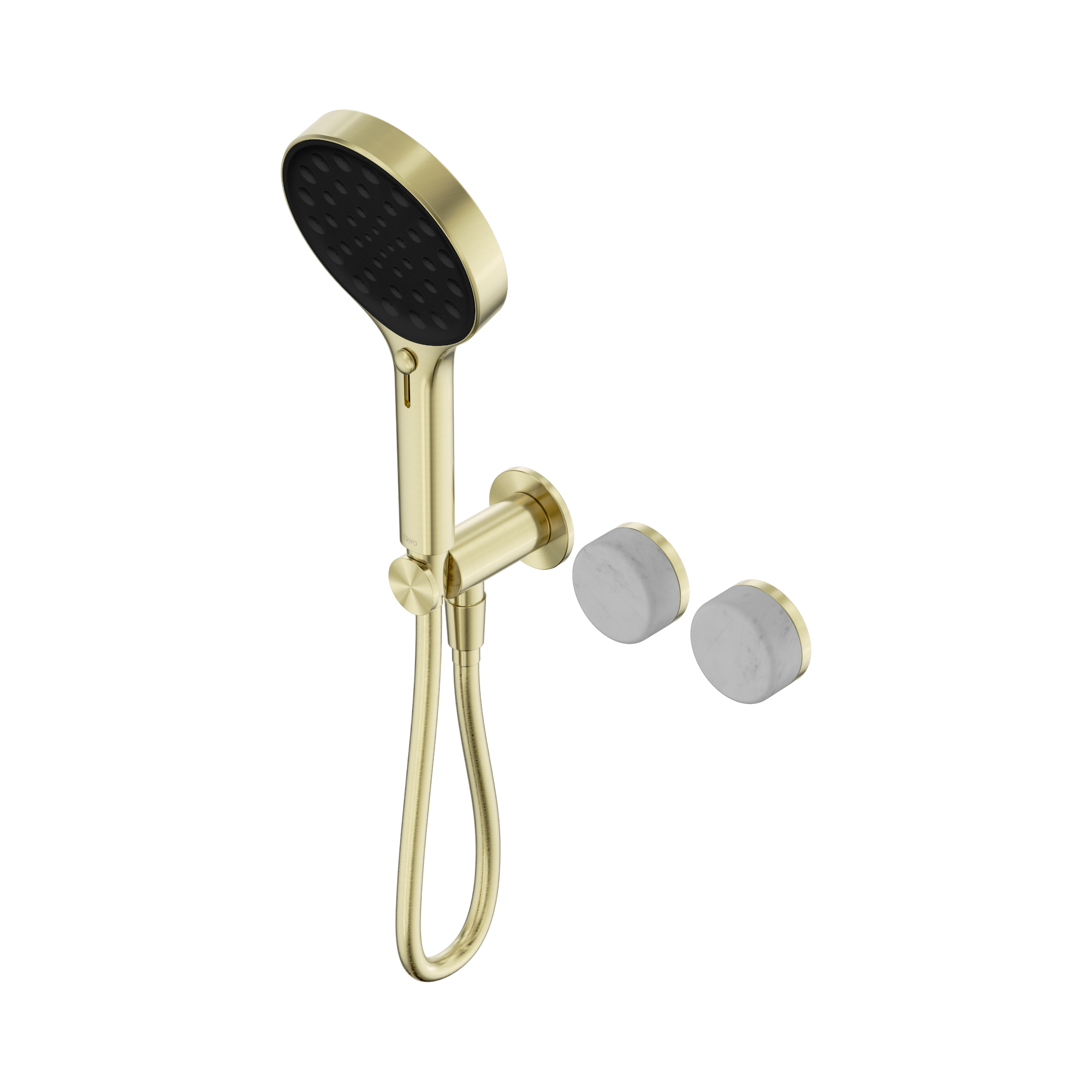 Nero Serenity Progressive Shower System With Carrara Handle And Serenity Hand Shower, Brushed Gold
