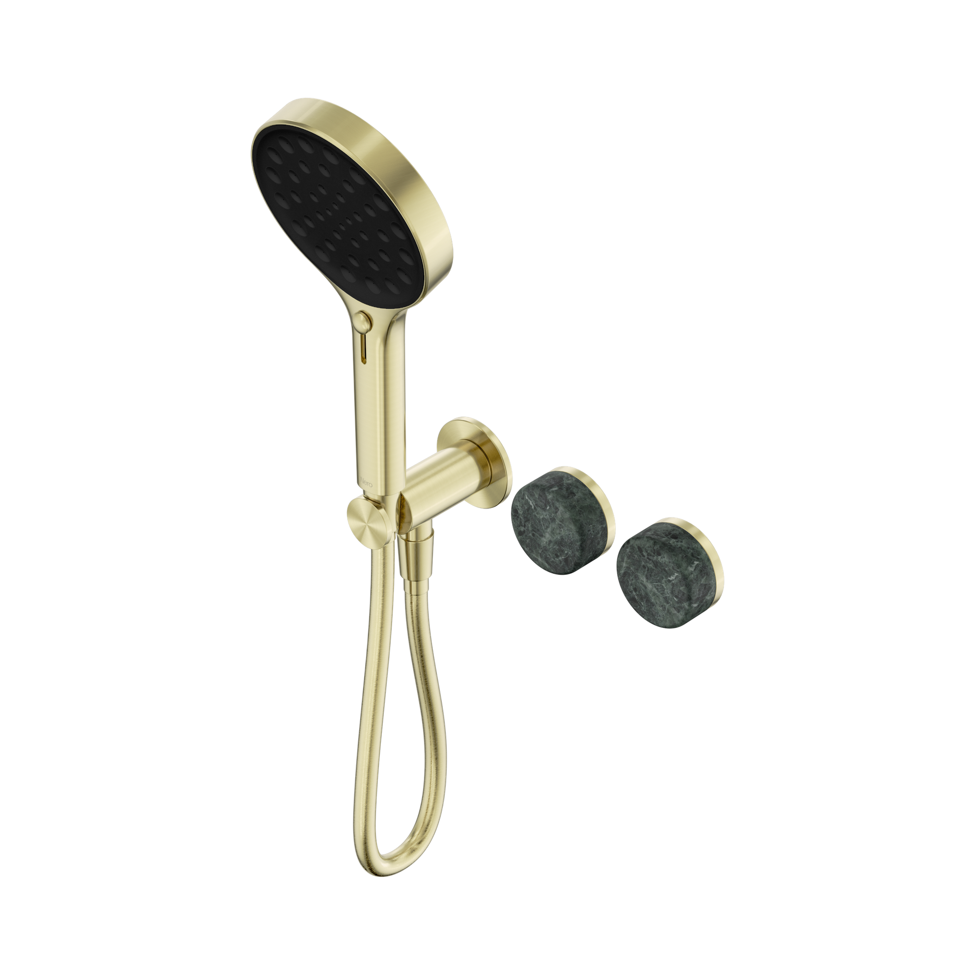 Nero Serenity Progressive Shower System With Verde Alpi Handle And Serenity Hand Shower, Brushed Gold