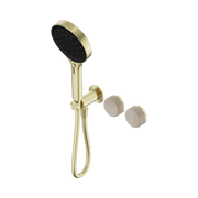 Nero Serenity Progressive Shower System With Rome Travertine Handle And Serenity Hand Shower, Brushed Gold