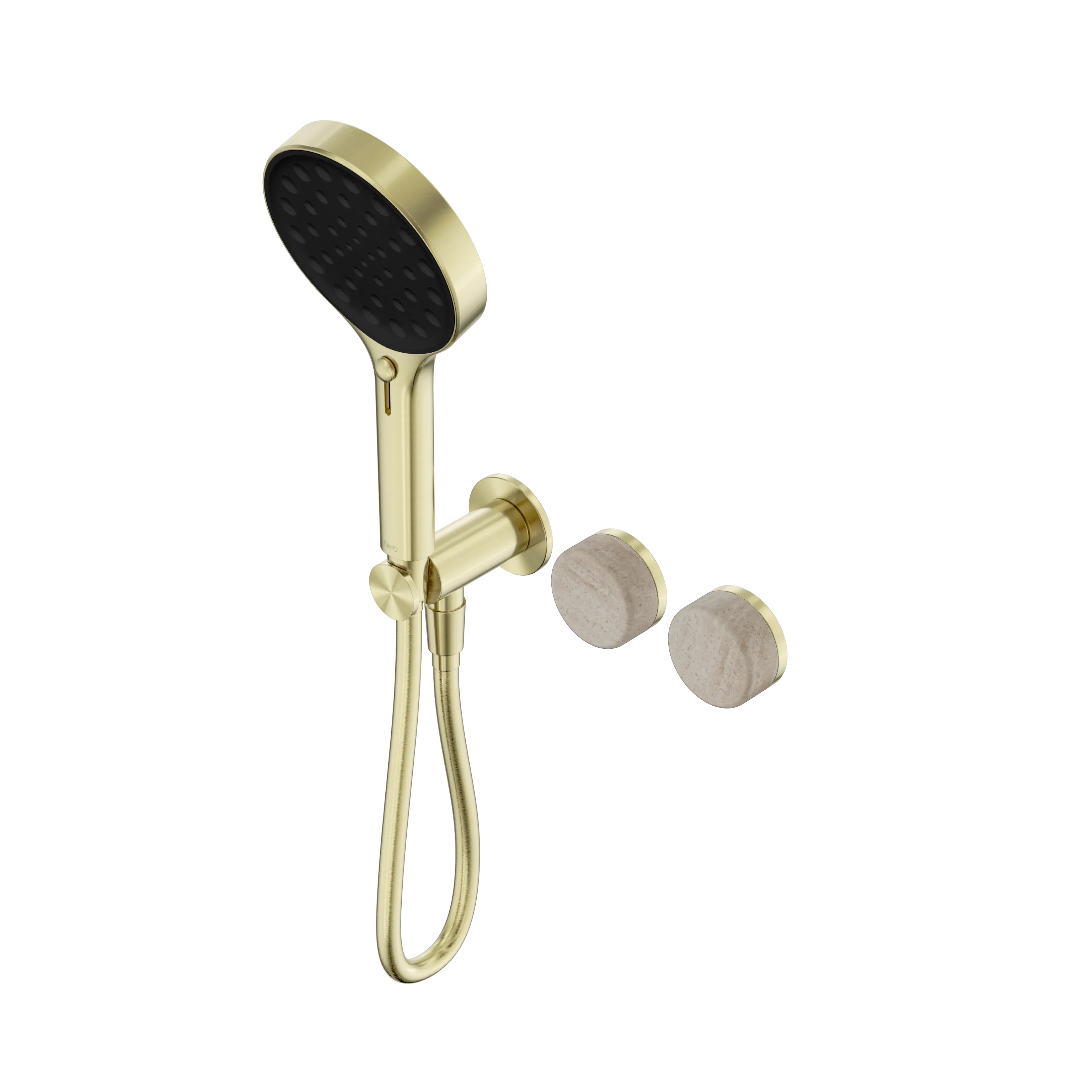 Nero Serenity Progressive Shower System With Rome Travertine Handle And Serenity Hand Shower