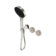 Nero Serenity Progressive Shower System With Rome Travertine Handle And Serenity Hand Shower, Brushed Nickel
