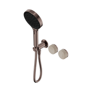 Nero Serenity Progressive Shower System With Rome Travertine Handle And Serenity Hand Shower, Brushed Bronze