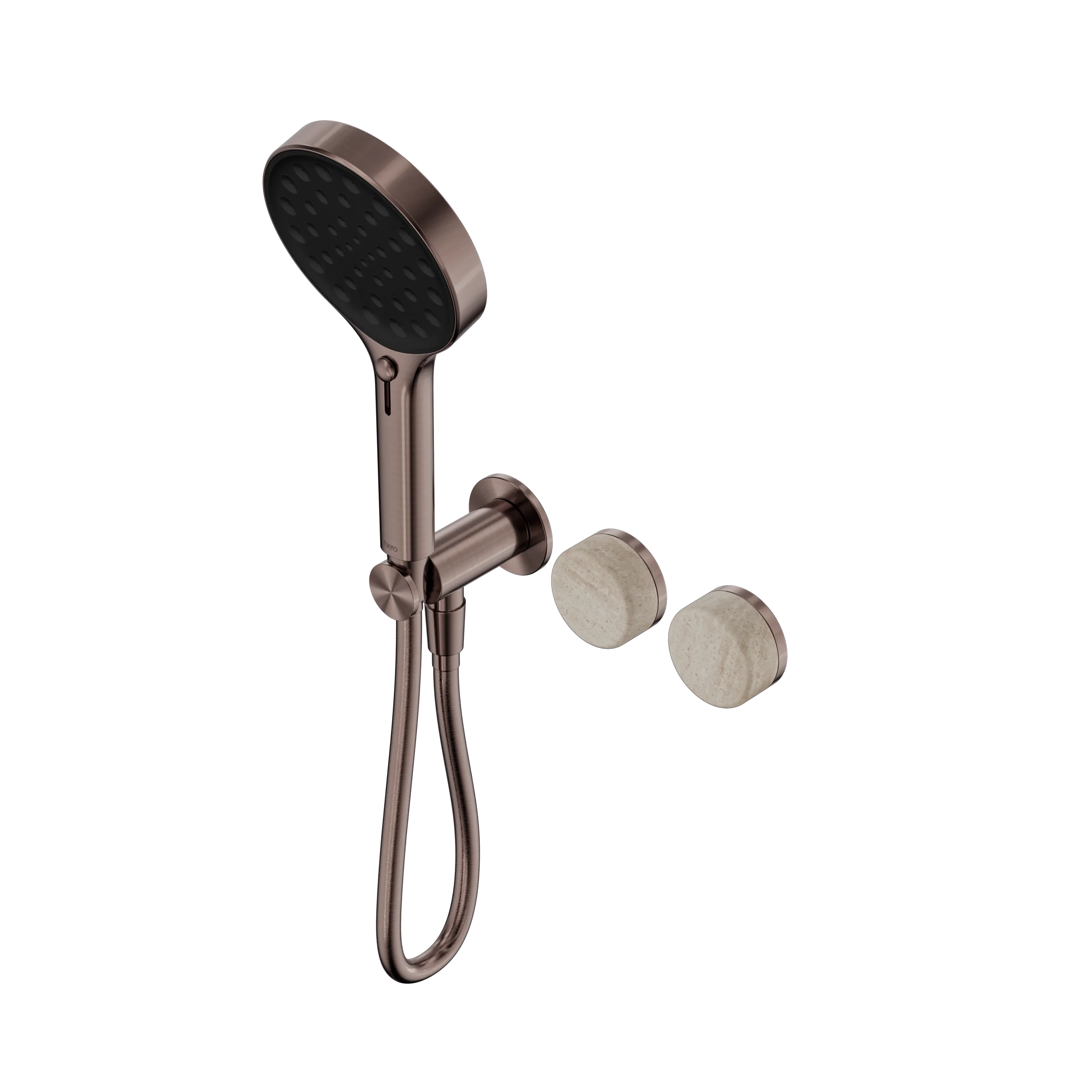 Nero Serenity Progressive Shower System With Rome Travertine Handle And Serenity Hand Shower