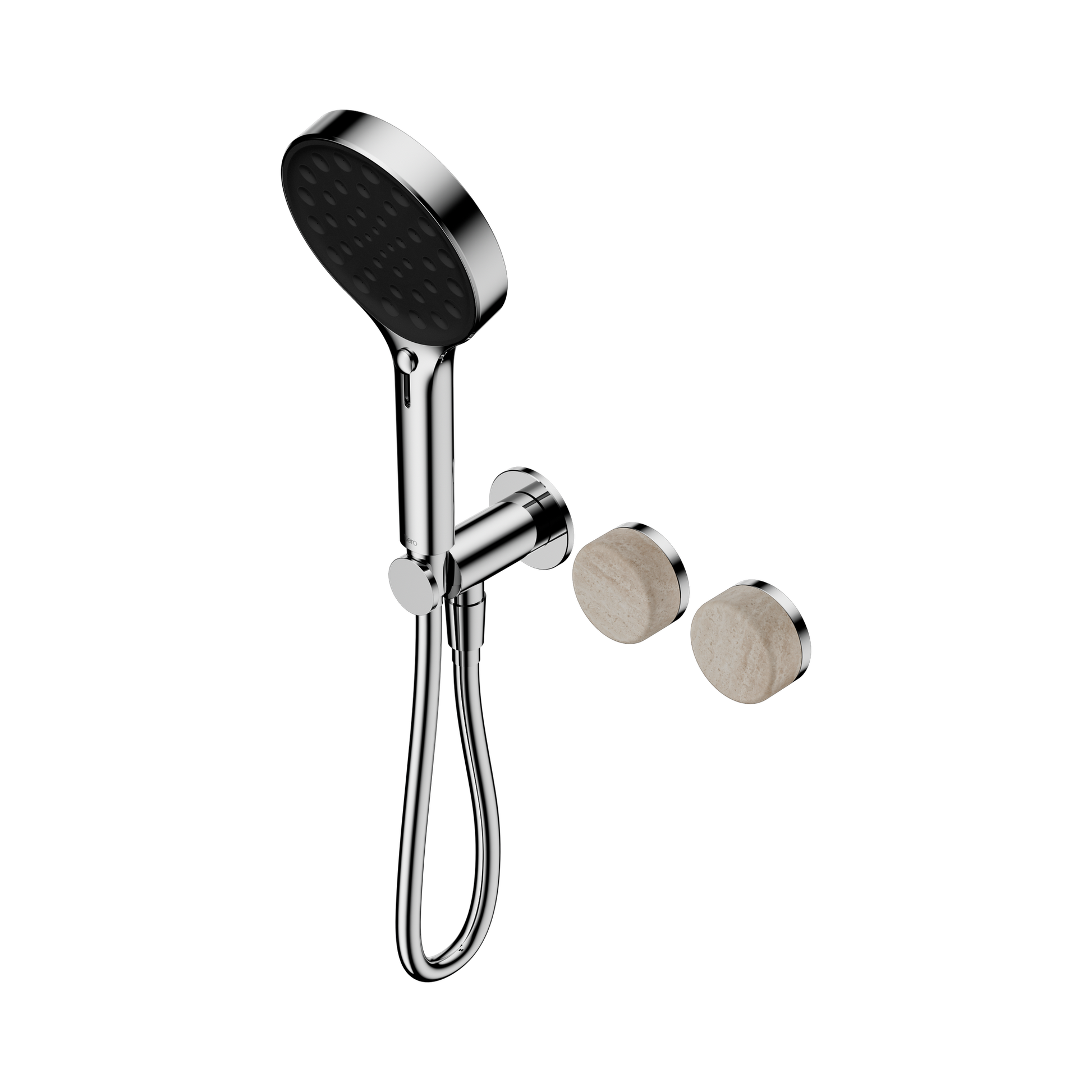 Nero Serenity Progressive Shower System With Rome Travertine Handle And Serenity Hand Shower, Chrome