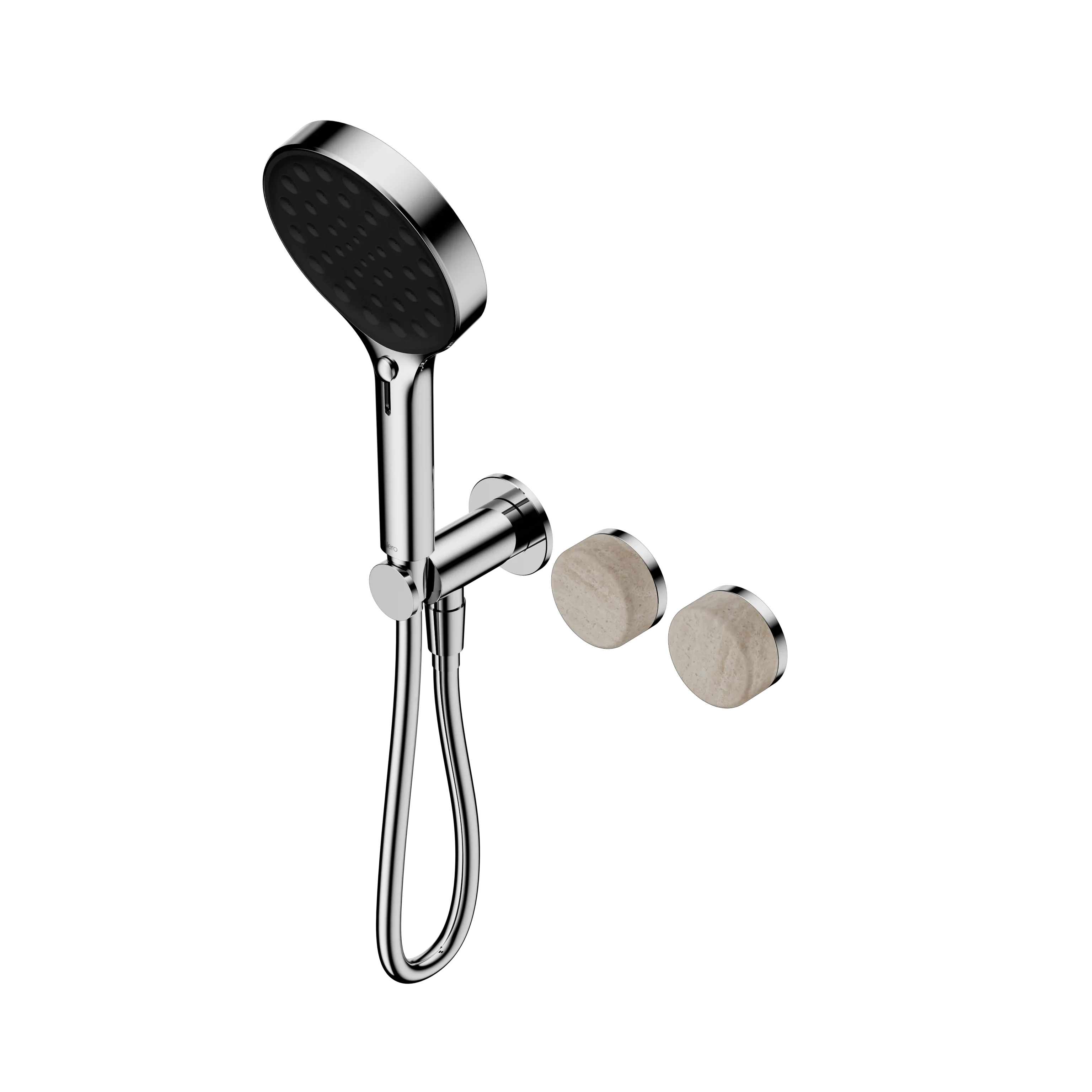 Nero Serenity Progressive Shower System With Rome Travertine Handle And Serenity Hand Shower