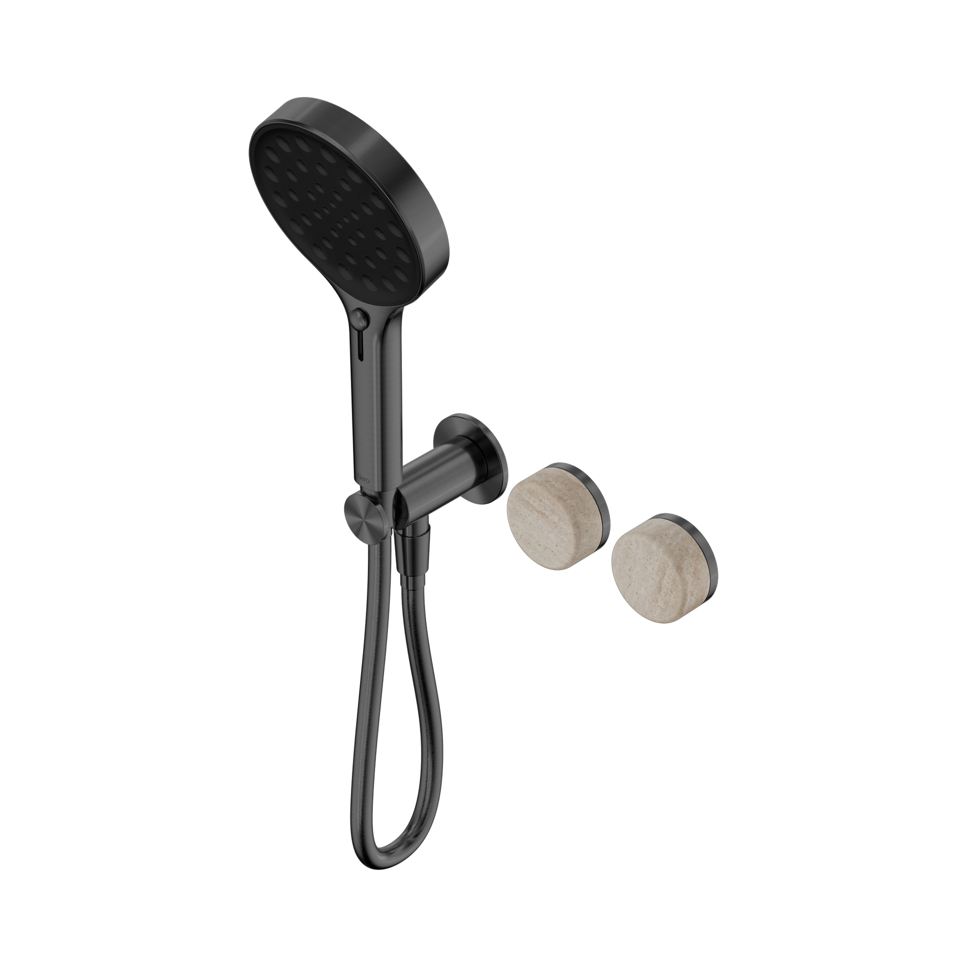 Nero Serenity Progressive Shower System With Rome Travertine Handle And Serenity Hand Shower, Gun Metal