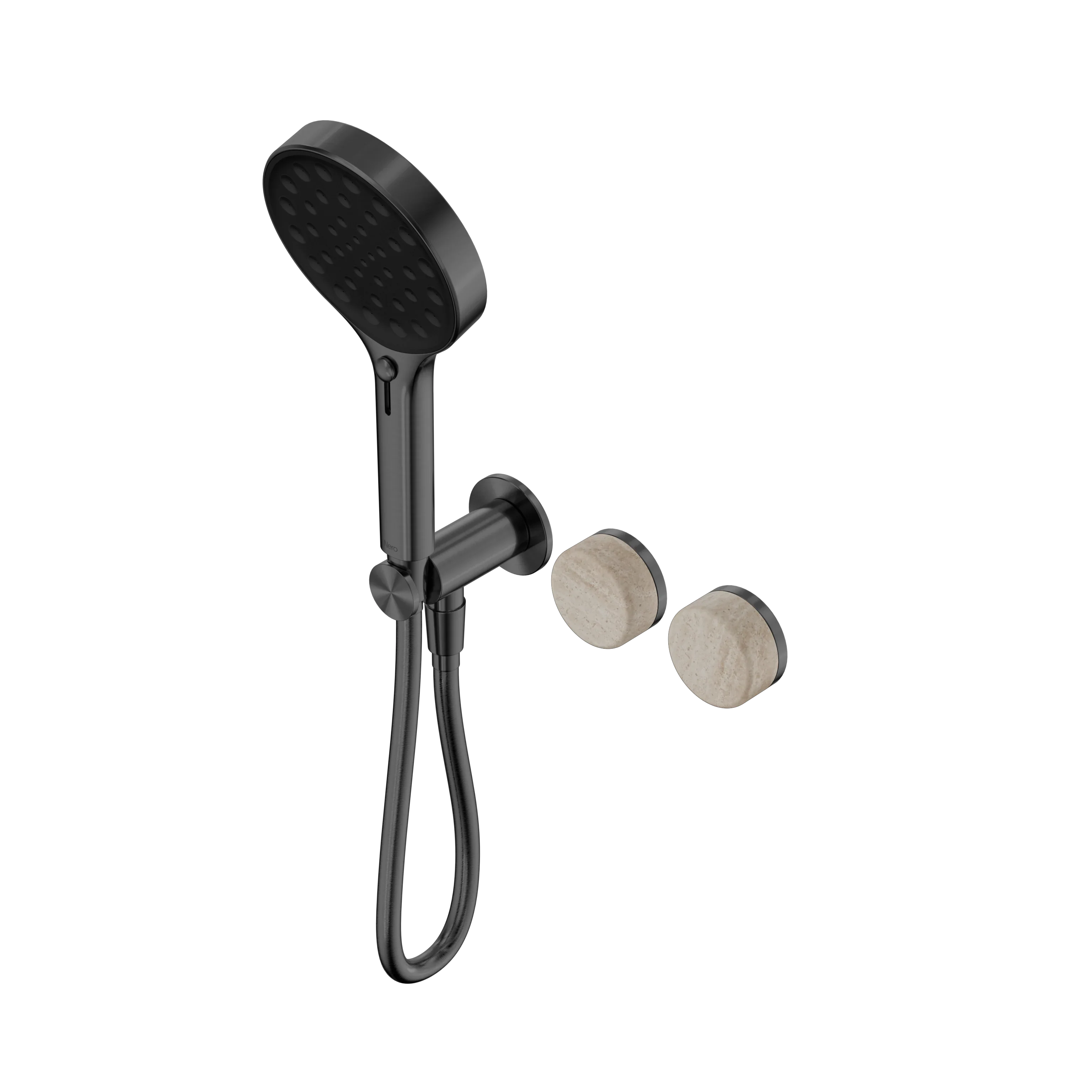 Nero Serenity Progressive Shower System With Rome Travertine Handle And Serenity Hand Shower