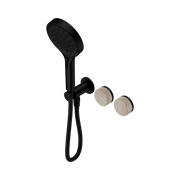 Nero Serenity Progressive Shower System With Rome Travertine Handle And Serenity Hand Shower, Matte Black