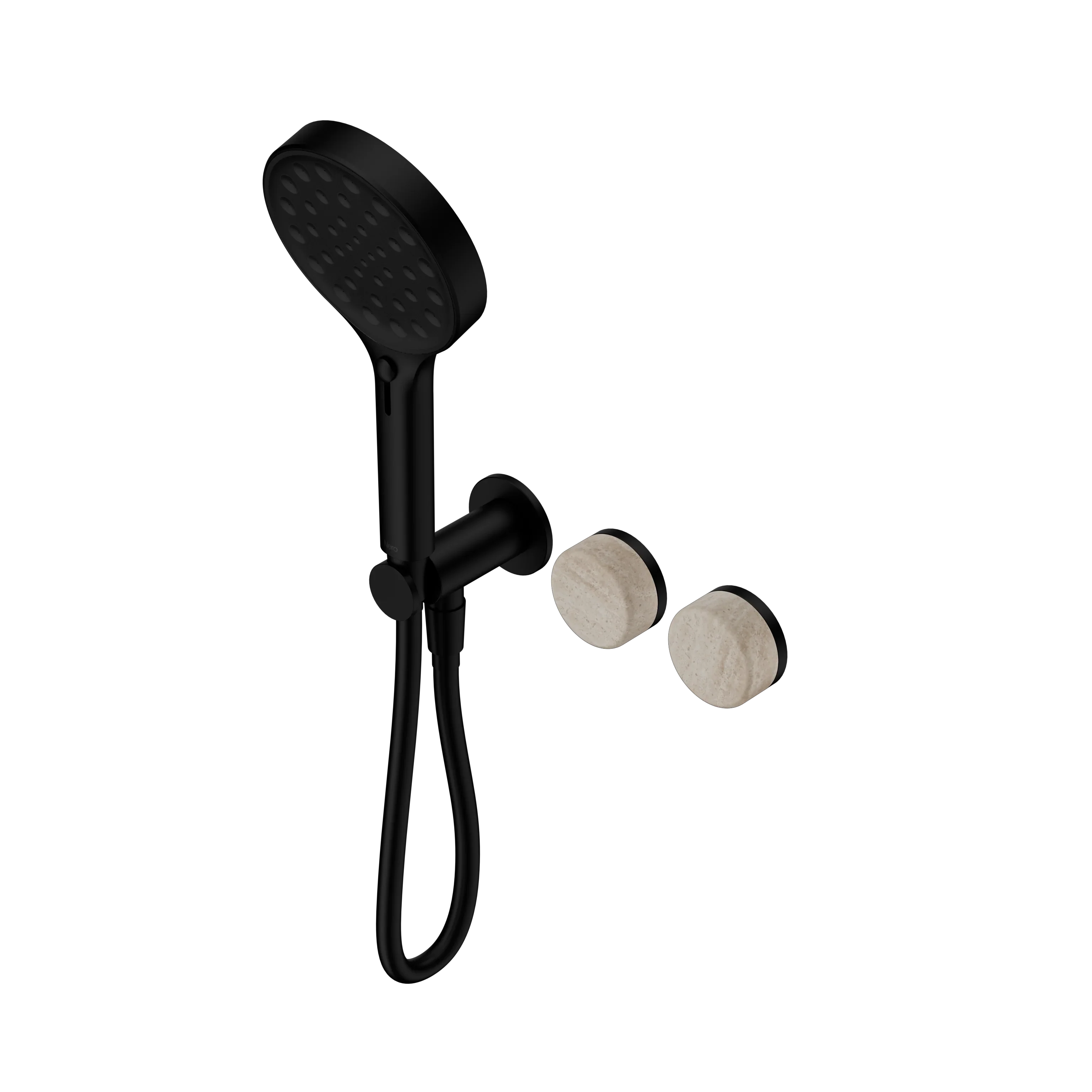 Nero Serenity Progressive Shower System With Rome Travertine Handle And Serenity Hand Shower