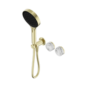 Nero Serenity Progressive Shower System With Arabescato Corchia Handle And Serenity Hand Shower, Brushed Gold