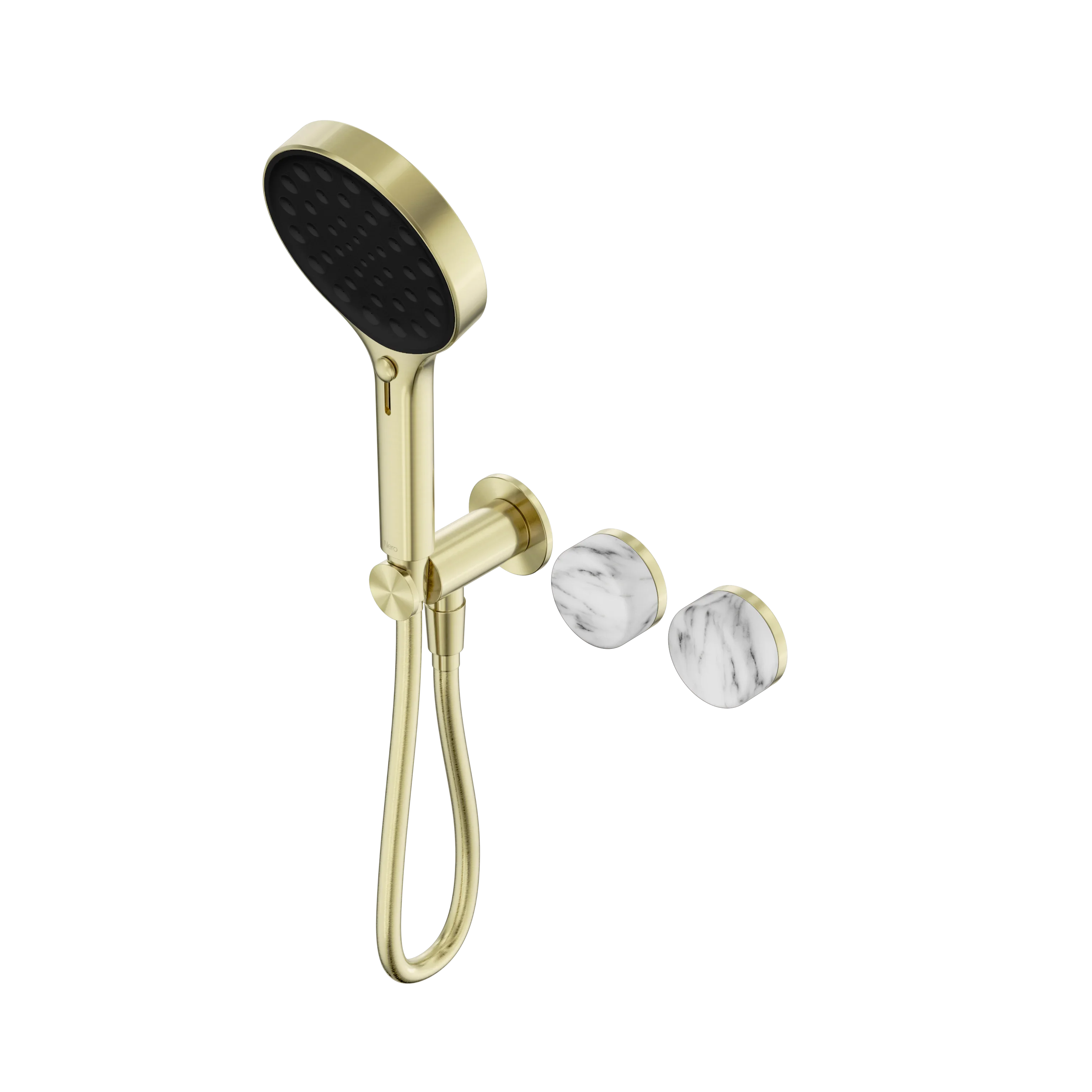 Nero Serenity Progressive Shower System With Arabescato Corchia Handle And Serenity Hand Shower