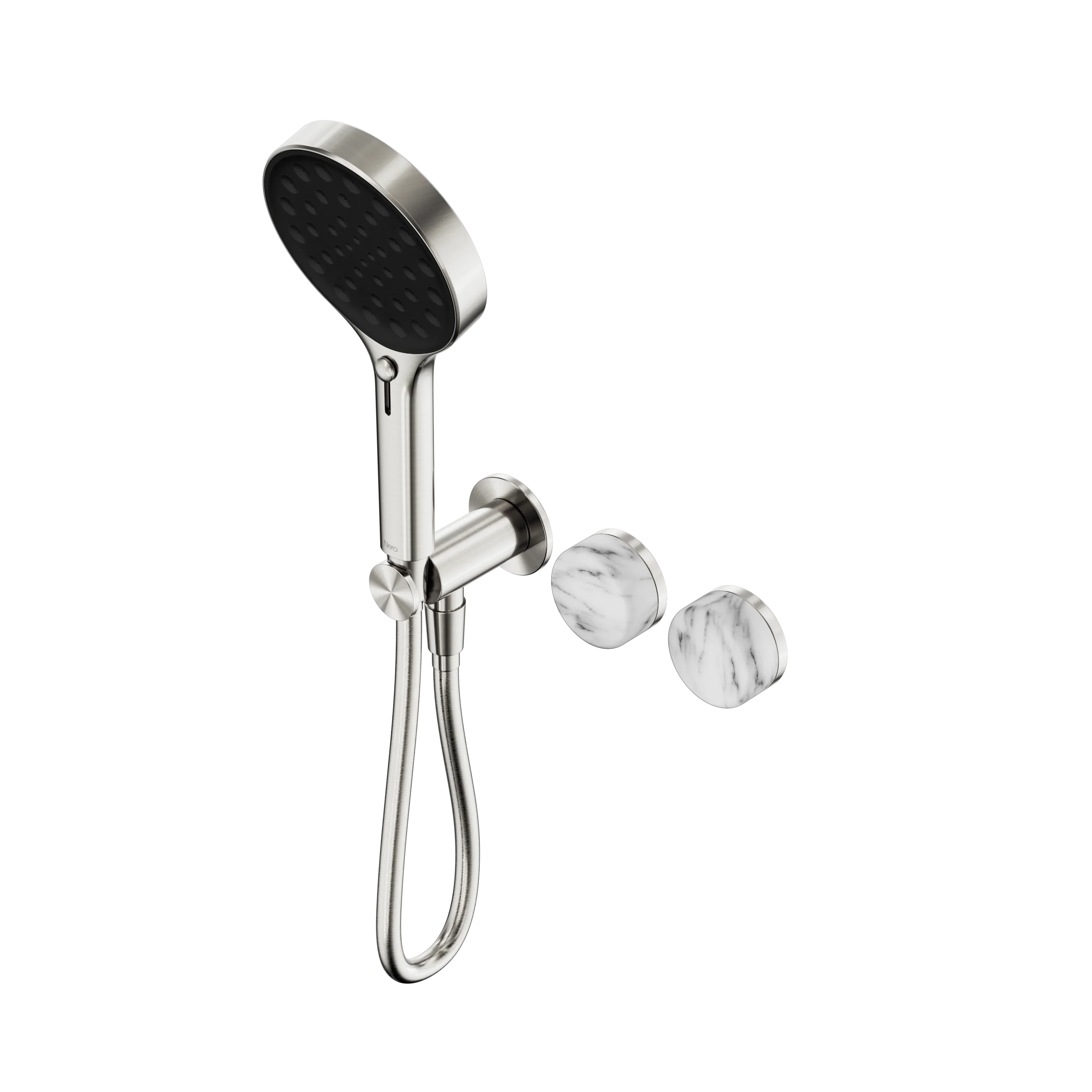 Nero Serenity Progressive Shower System With Arabescato Corchia Handle And Serenity Hand Shower