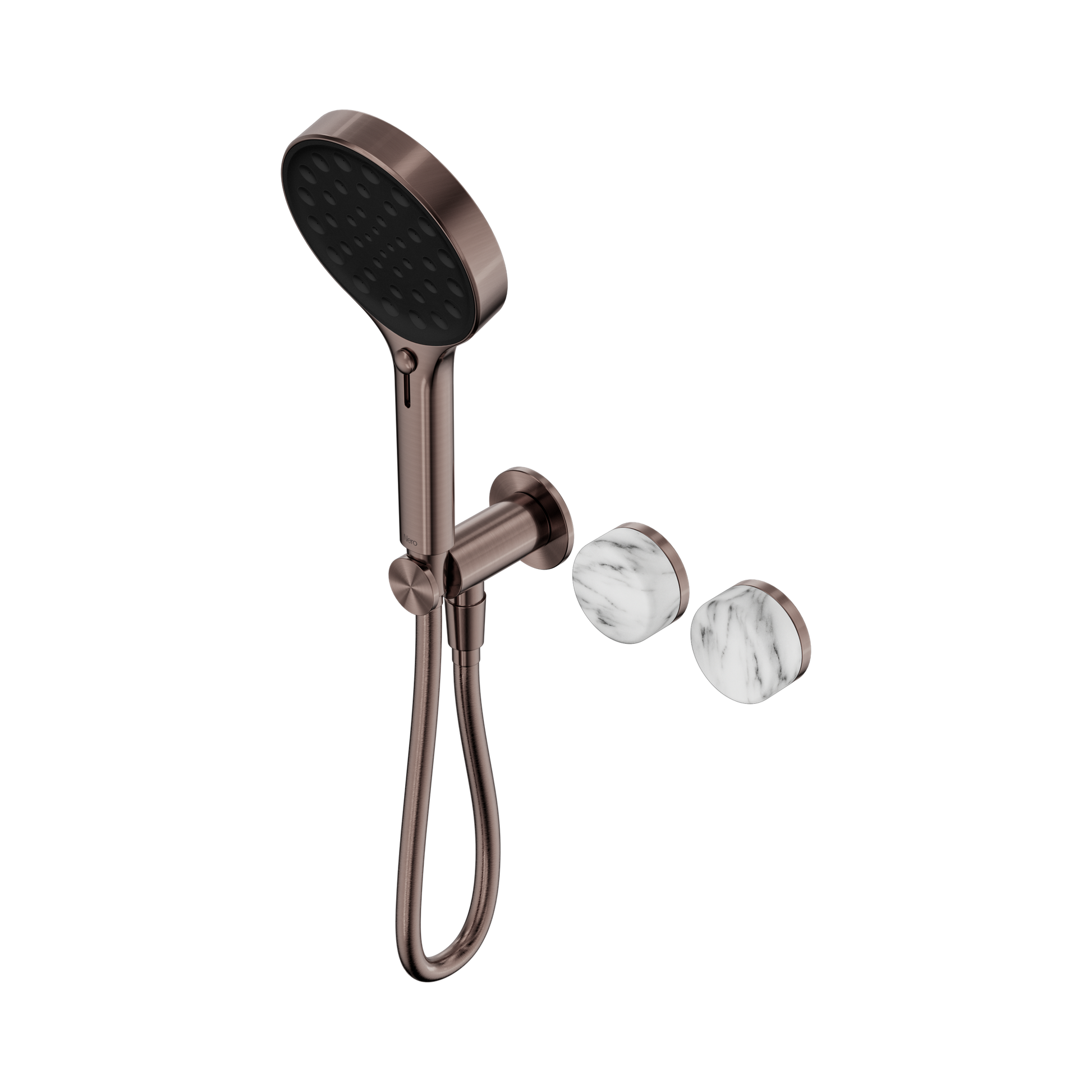 Nero Serenity Progressive Shower System With Arabescato Corchia Handle And Serenity Hand Shower, Brushed Bronze