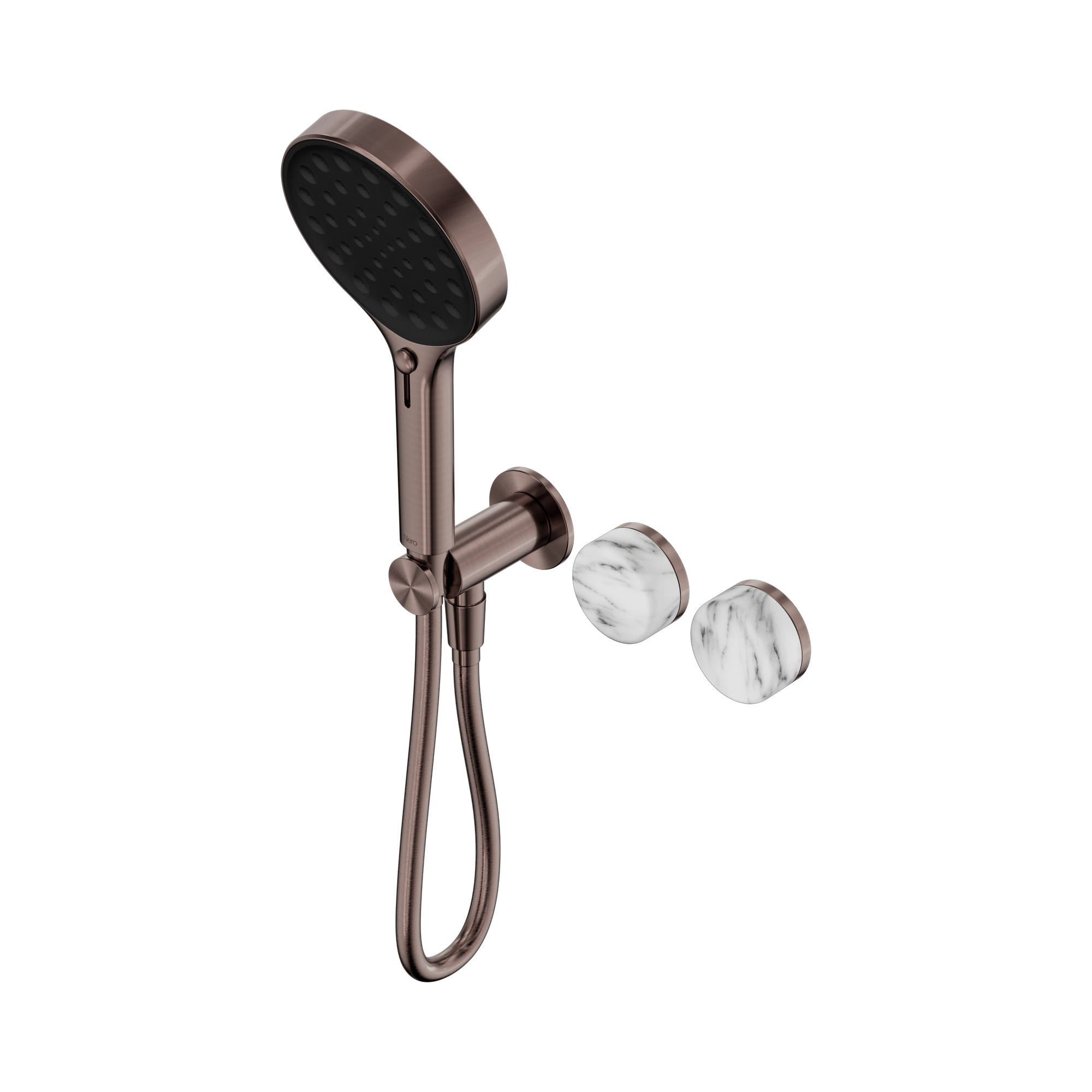 Nero Serenity Progressive Shower System With Arabescato Corchia Handle And Serenity Hand Shower, Brushed Bronze