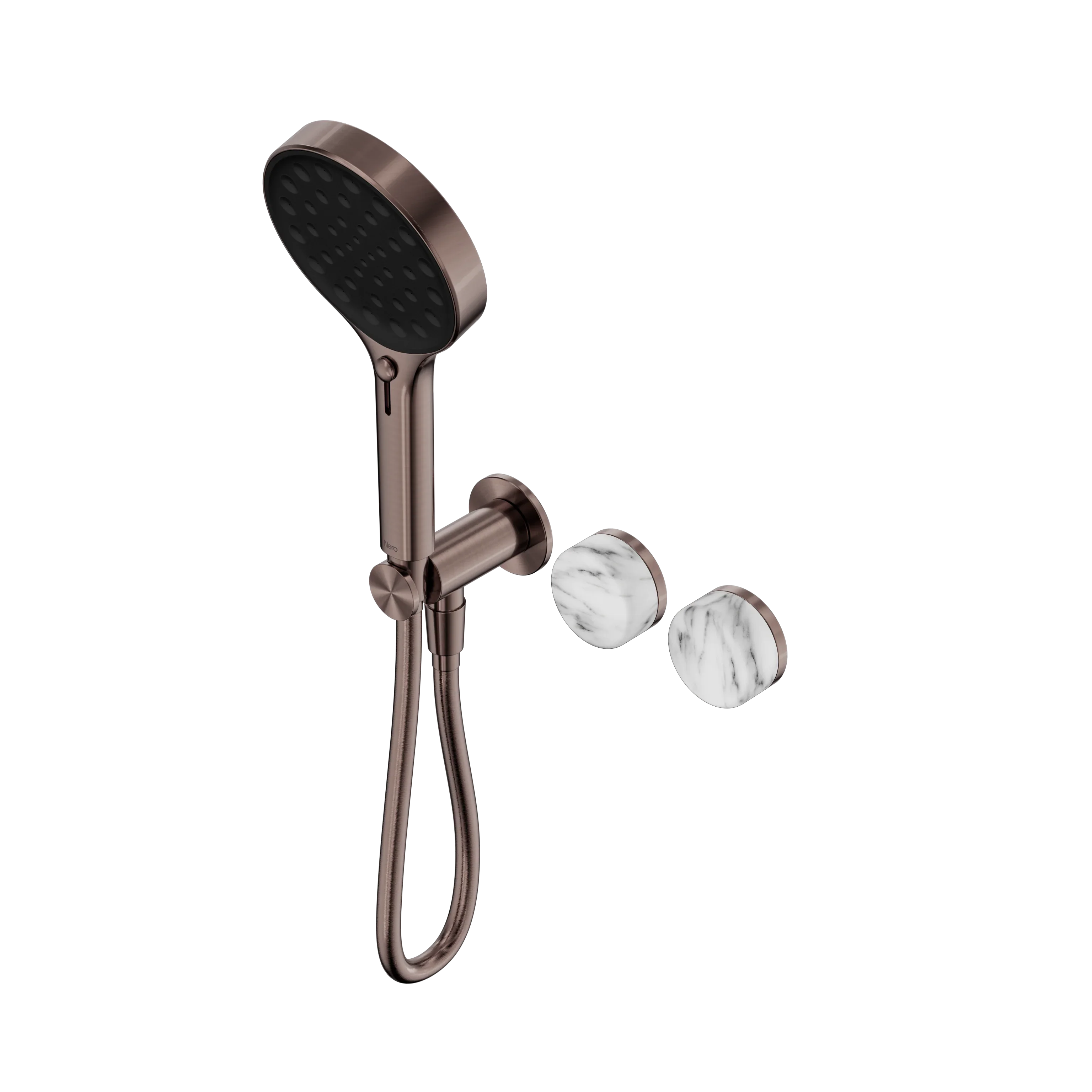 Nero Serenity Progressive Shower System With Arabescato Corchia Handle And Serenity Hand Shower