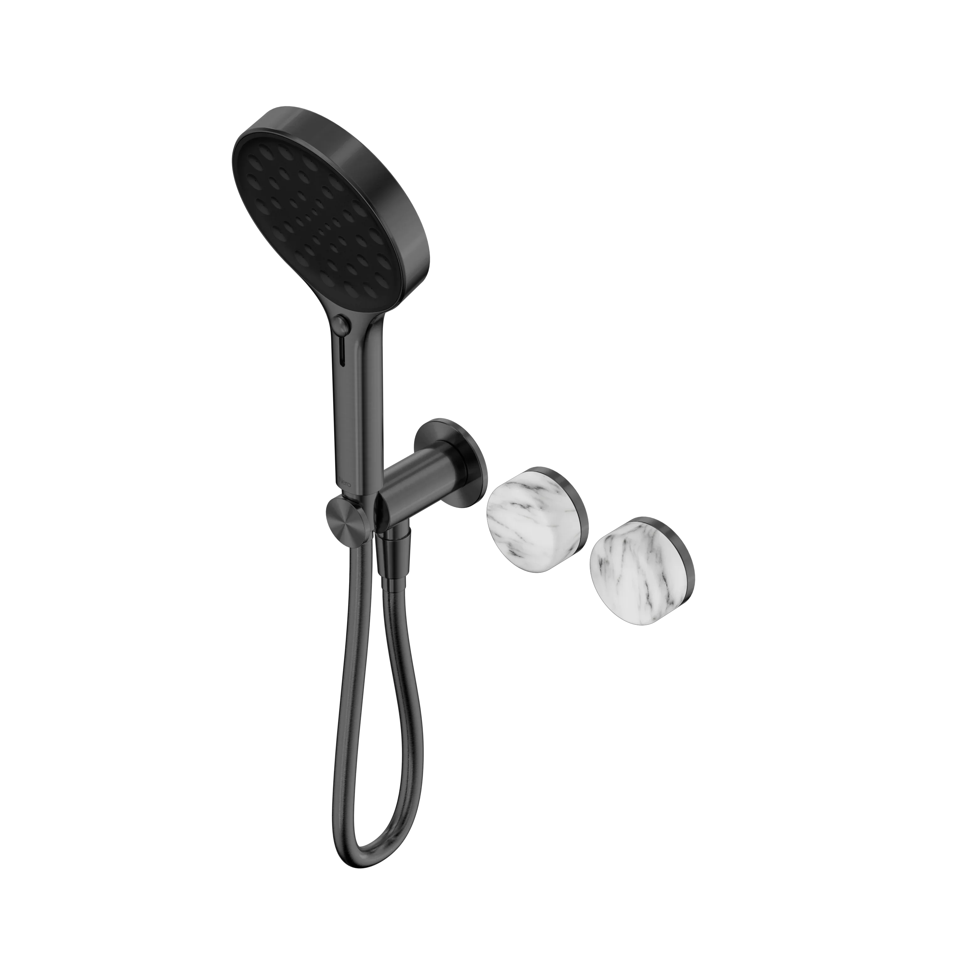 Nero Serenity Progressive Shower System With Arabescato Corchia Handle And Serenity Hand Shower