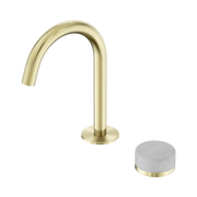 Nero Serenity Progressive Basin Mixer Arc Spout With Carrara Handle, Brushed Gold