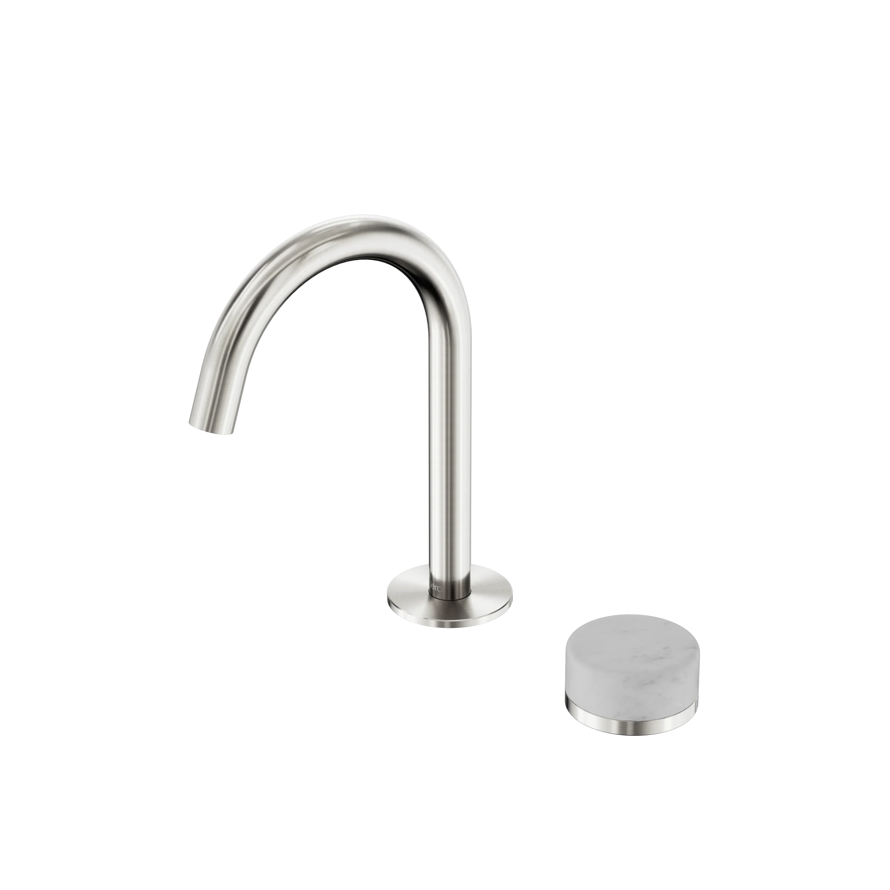 Nero Serenity Progressive Basin Mixer Arc Spout With Carrara Handle