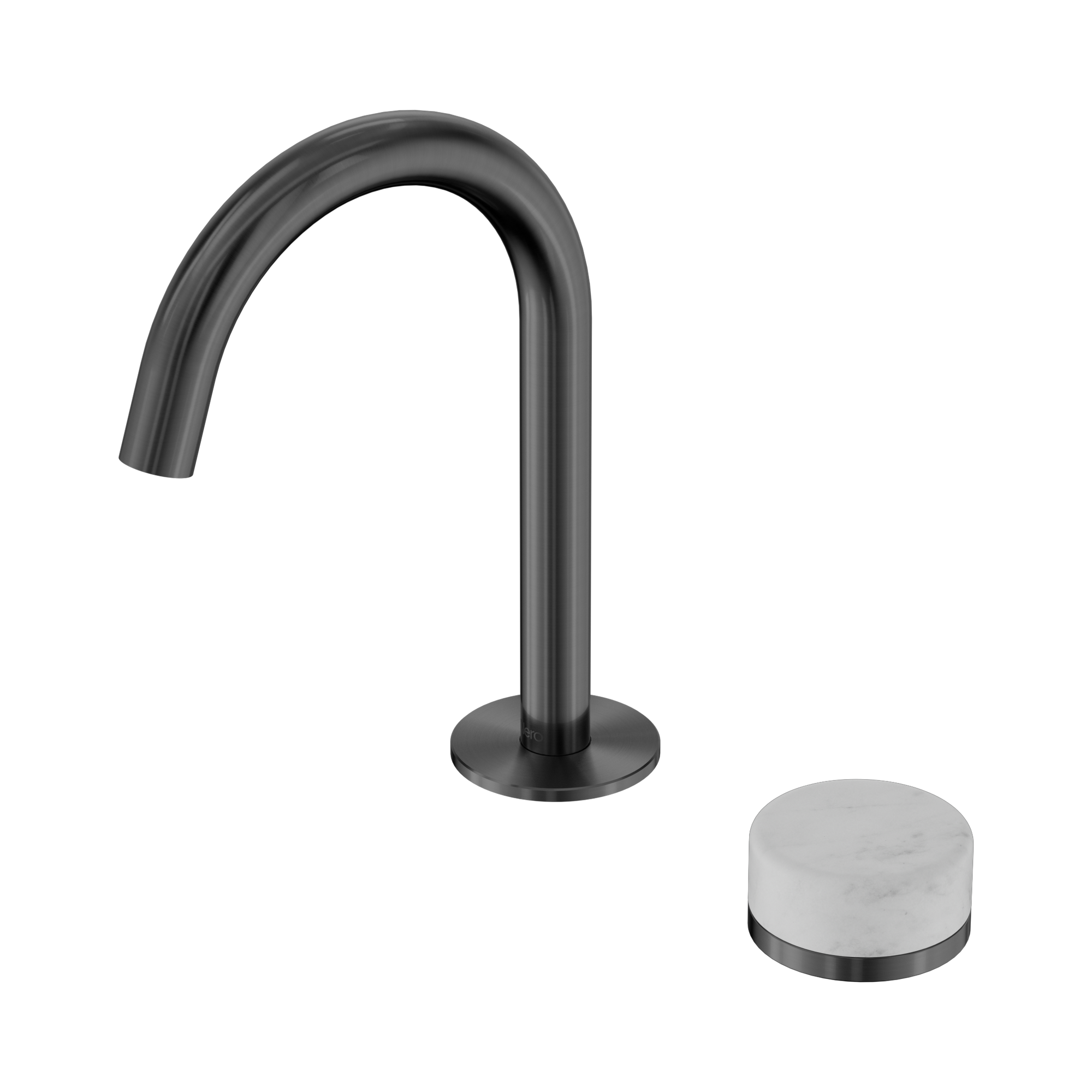 Nero Serenity Progressive Basin Mixer Arc Spout With Carrara Handle, Gun Metal