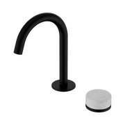 Nero Serenity Progressive Basin Mixer Arc Spout With Carrara Handle, Matte Black