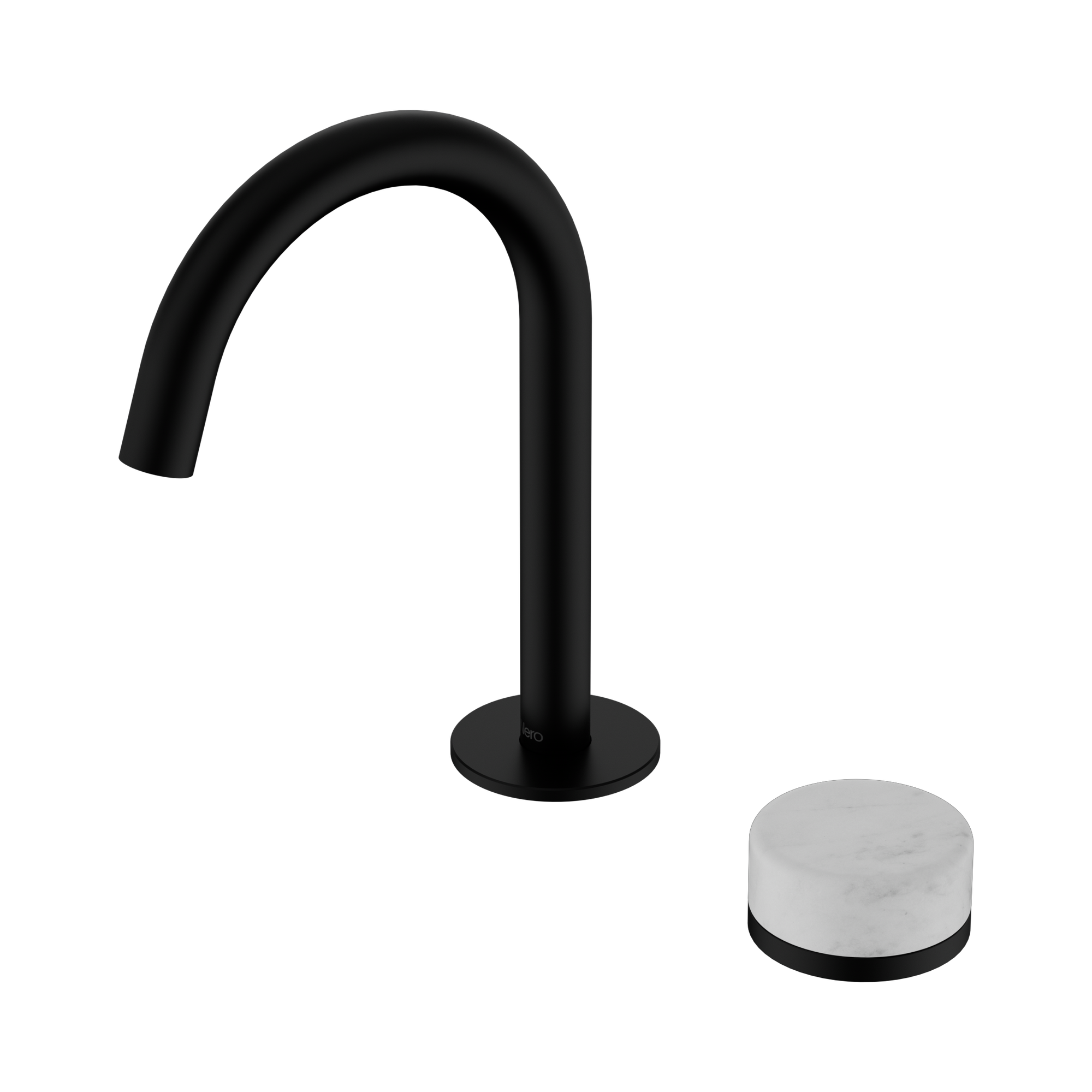 Nero Serenity Progressive Basin Mixer Arc Spout With Carrara Handle, Matte Black