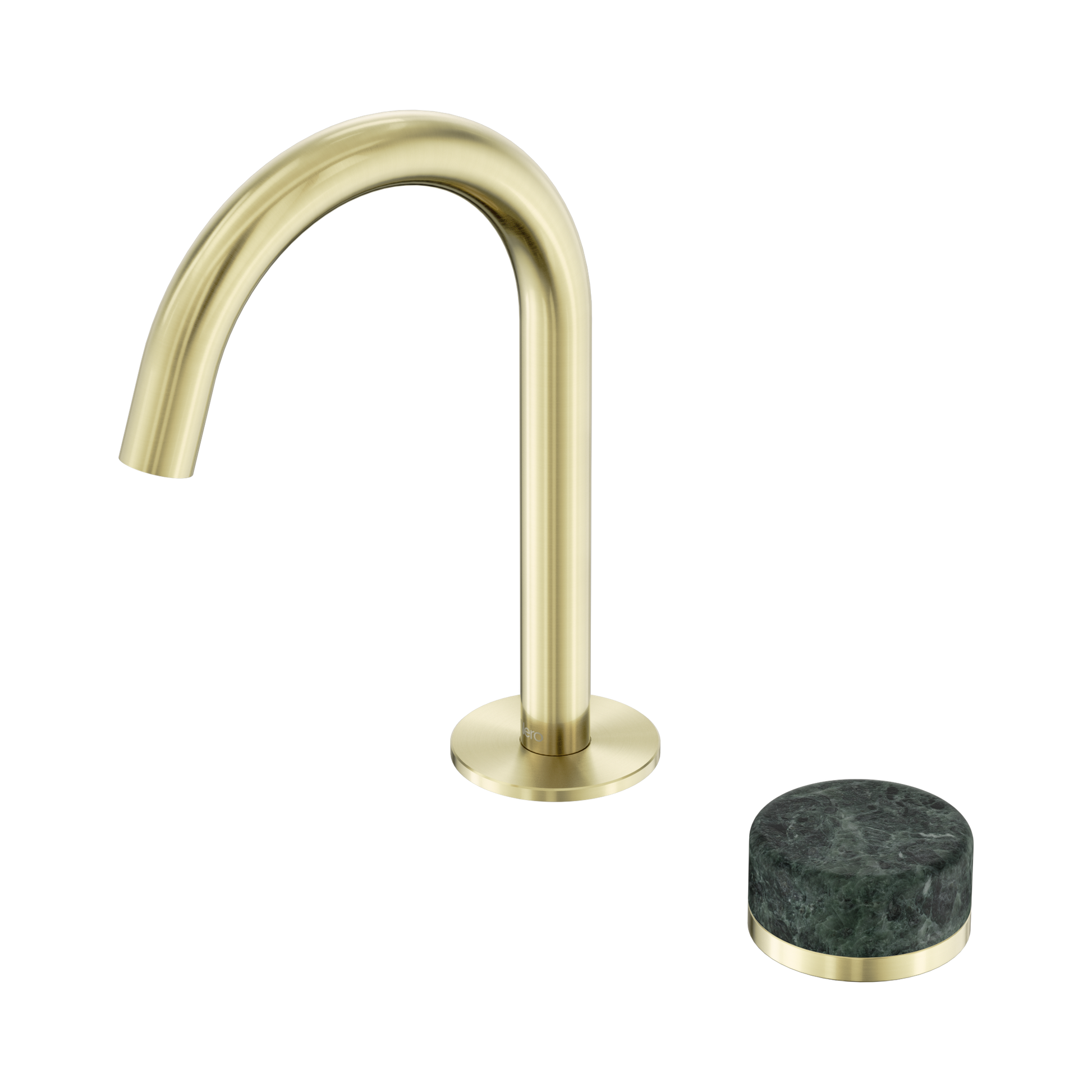 Nero Serenity Progressive Basin Mixer Arc Spout With Verde Alpi Handle, Brushed Gold