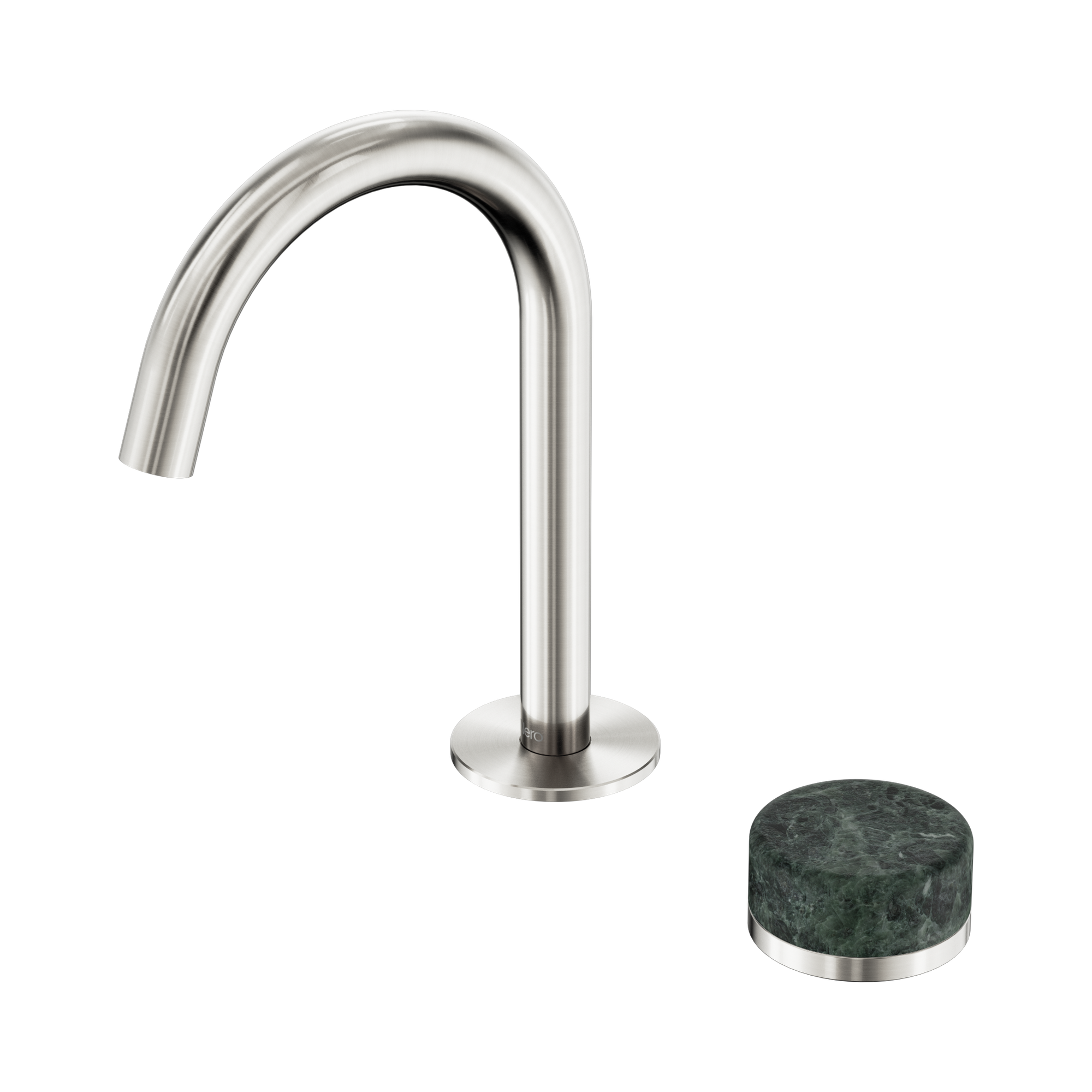 Nero Serenity Progressive Basin Mixer Arc Spout With Verde Alpi Handle, Brushed Nickel