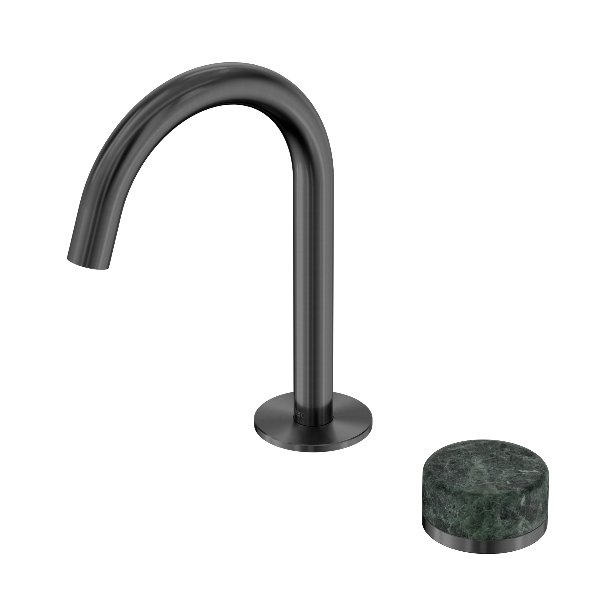 Nero Serenity Progressive Basin Mixer Arc Spout With Verde Alpi Handle, Gun Metal