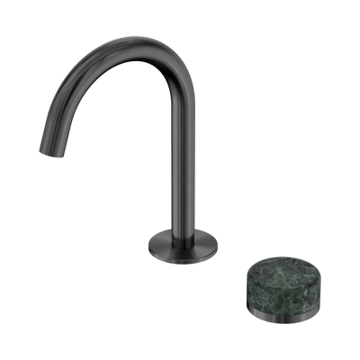Nero Serenity Progressive Basin Mixer Arc Spout With Verde Alpi Handle, Gun Metal