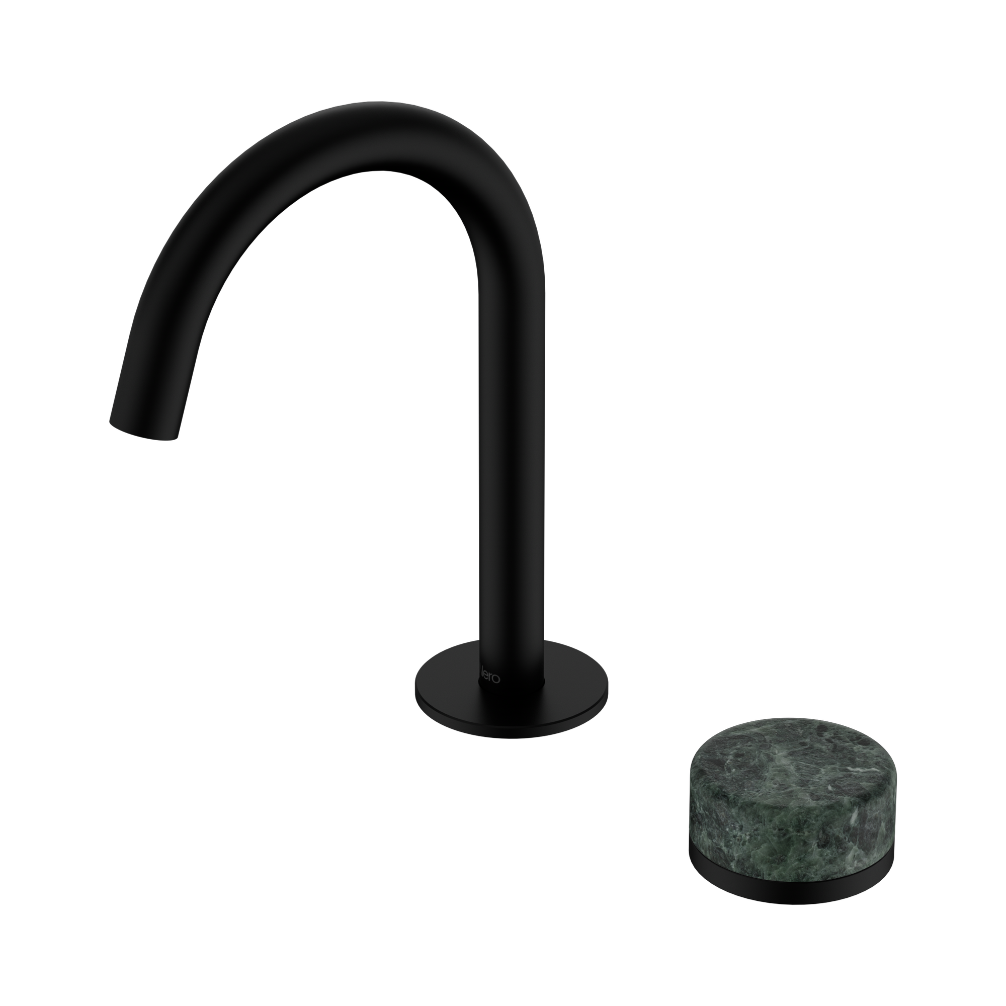 Nero Serenity Progressive Basin Mixer Arc Spout With Verde Alpi Handle, Matte Black