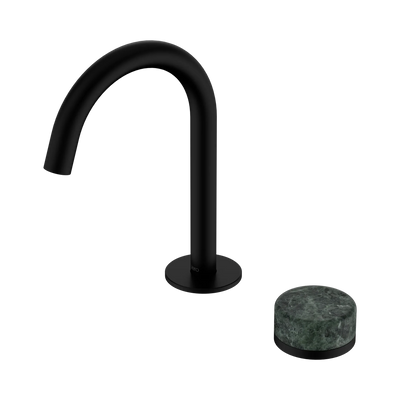 Nero Serenity Progressive Basin Mixer Arc Spout With Verde Alpi Handle, Matte Black